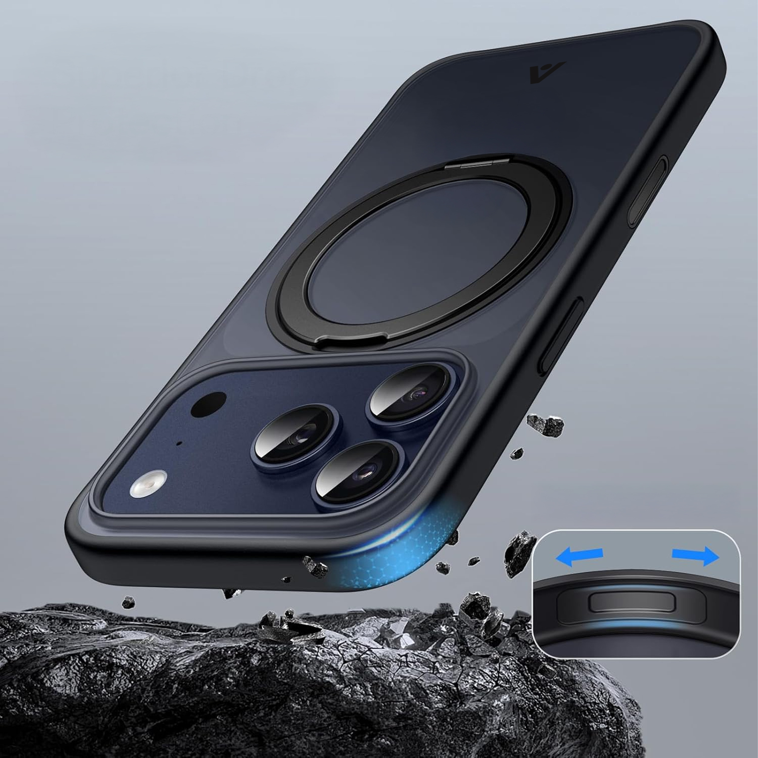 alkaya. | LUCID 360 FlexStand Case kompatibel mit Magsafe schwarz, iPhone 17 Pro Max