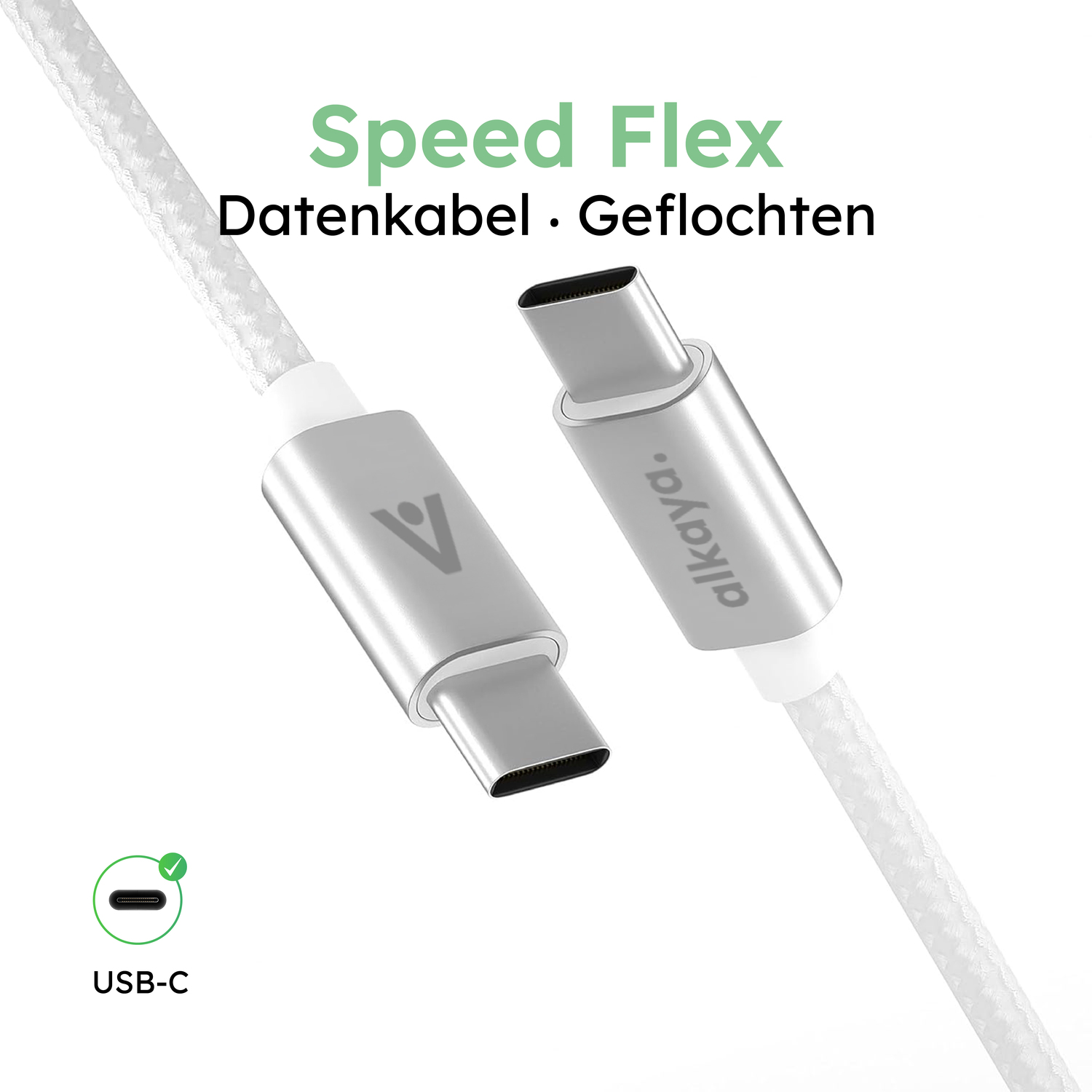 alkaya. | Speed Flex | Ladekabel | Geflochten | USB C+C 2m, Weiß