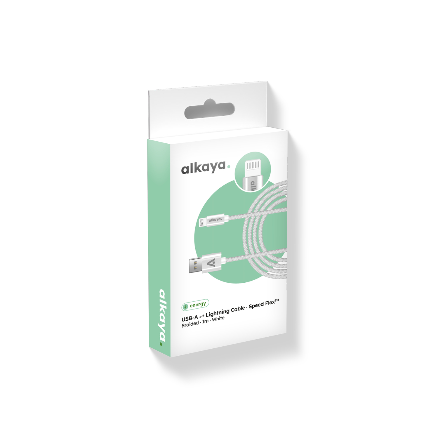 alkaya. | Speed Flex | Ladekabel | Geflochten | USB A+L Weiß, 1 Meter