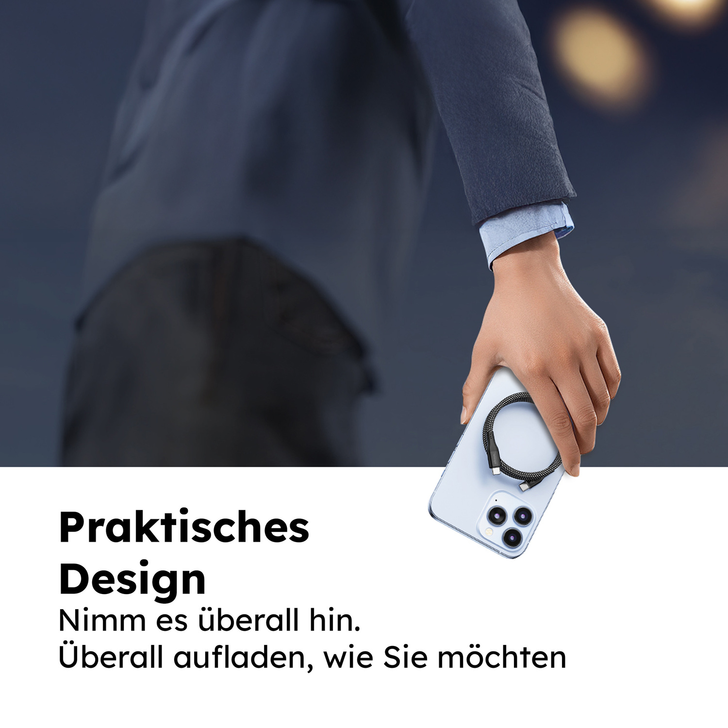 alkaya. | Speed Flex | Magnetisches Ladekabel | Geflochten | USB C+C, schwarz, 1 Meter