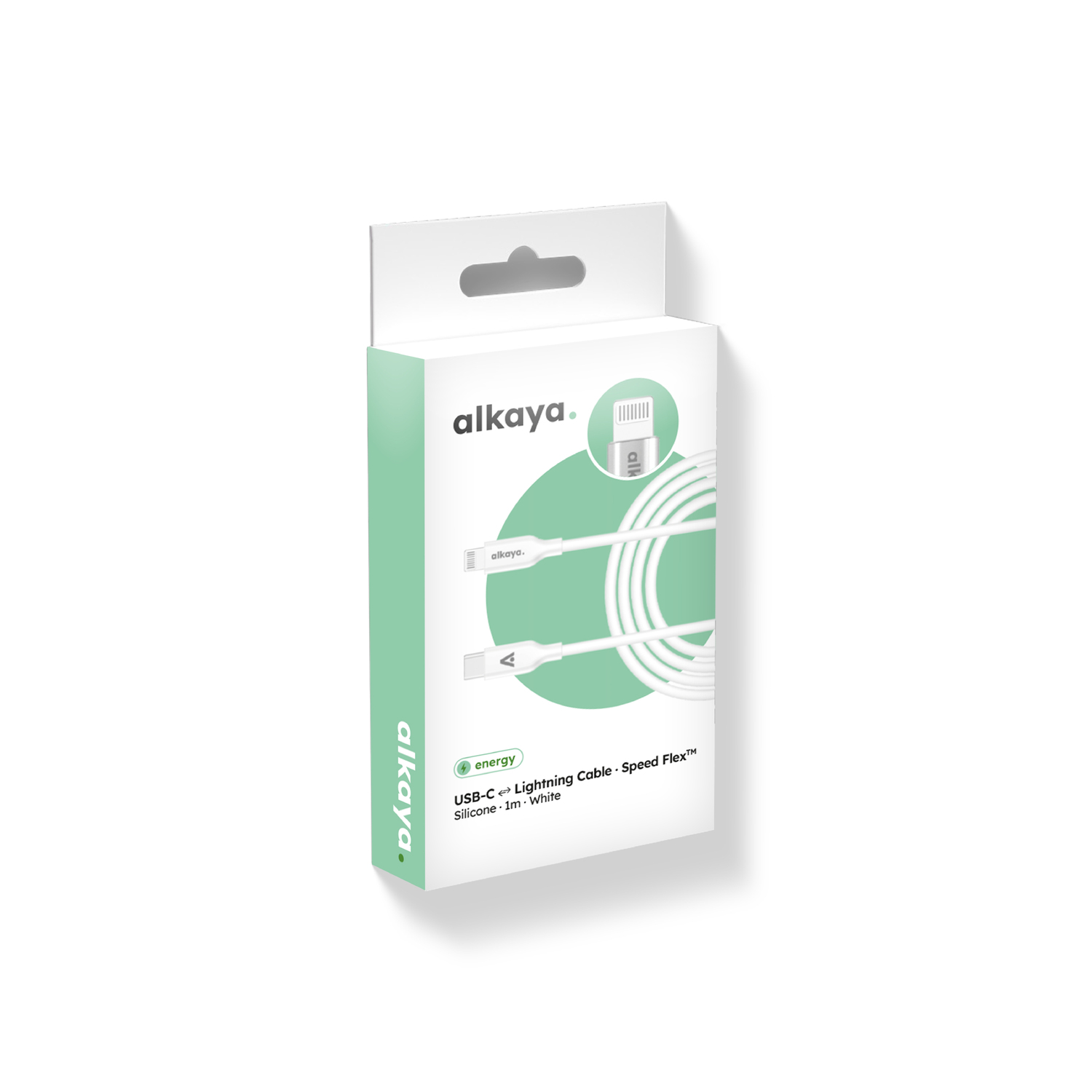 alkaya. | Speed Flex | Ladekabel | Silikon | USB C+L Weiß, 1 Meter