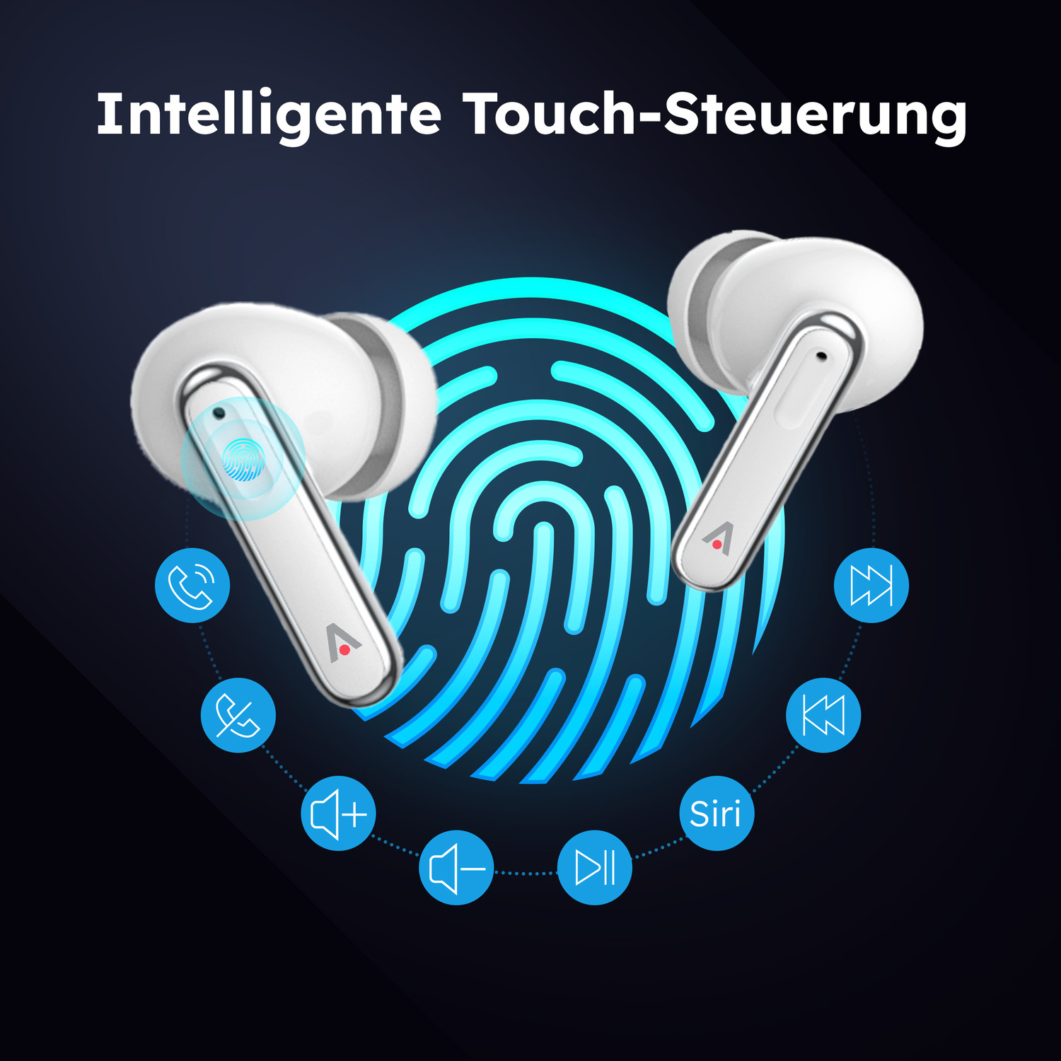 alkaya. | A Buds Quantum Sound | Bluetooth Kopfhörer | Display mit Ladestatus Weiß