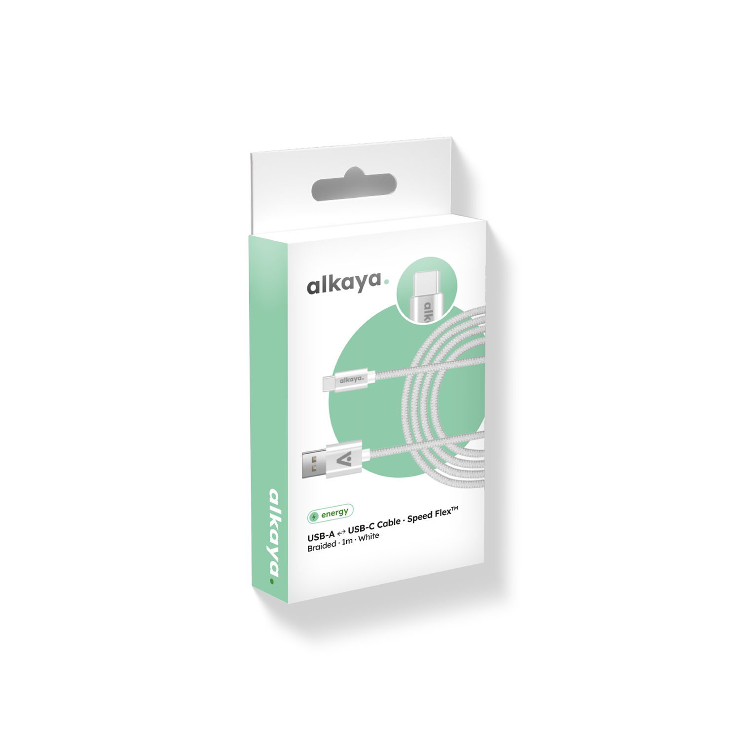 alkaya. | Speed Flex | Ladekabel | Geflochten | USB A+C Weiß, 1 Meter