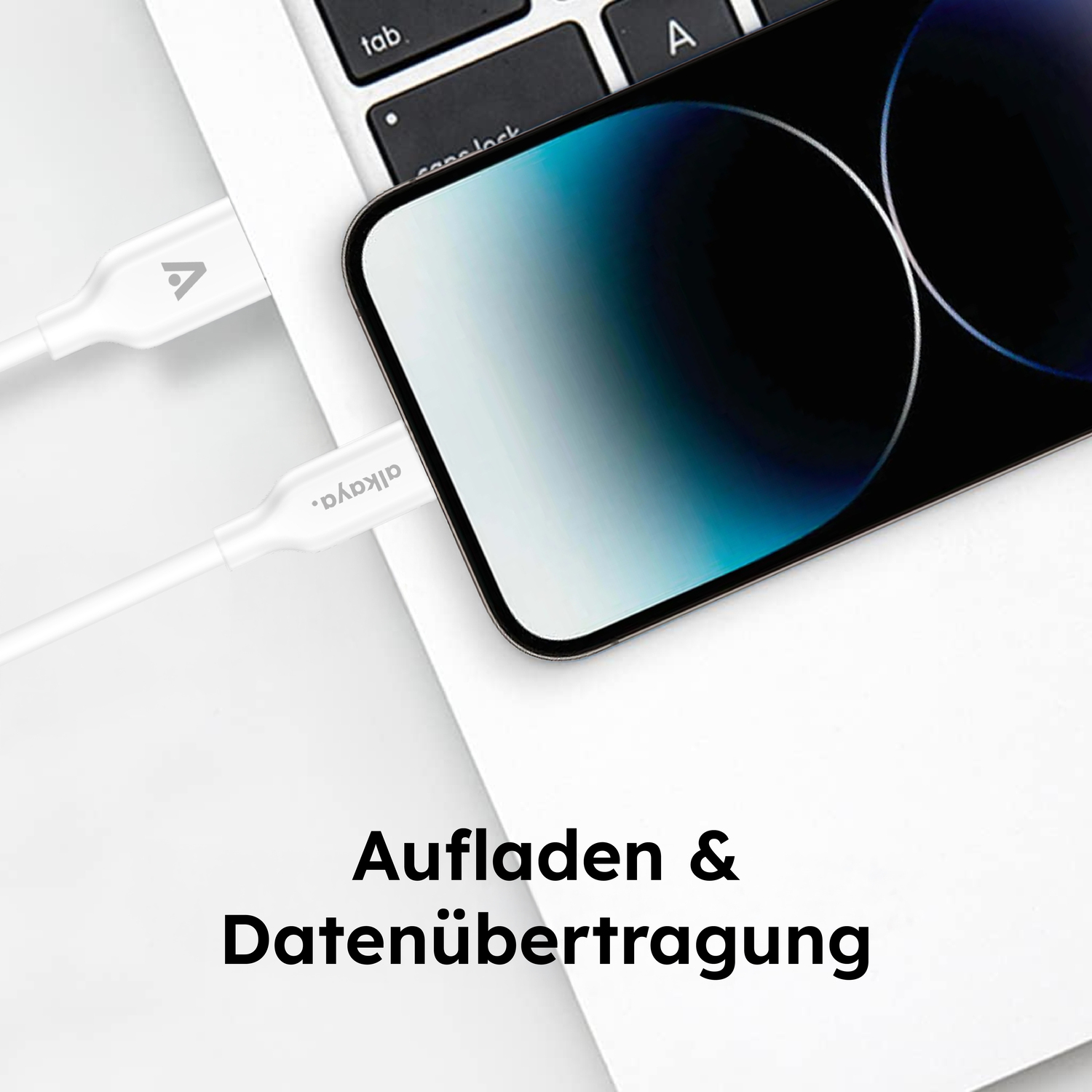 alkaya. | Speed Flex | Ladekabel | Silikon | USB A+L Weiß, 1 Meter