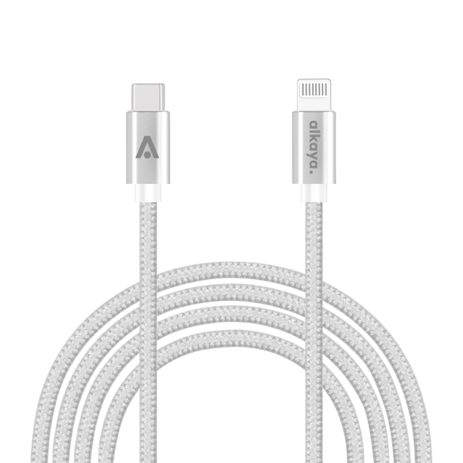 alkaya. | Speed Flex | Ladekabel | Geflochten | USB C+L Weiß, 1 Meter