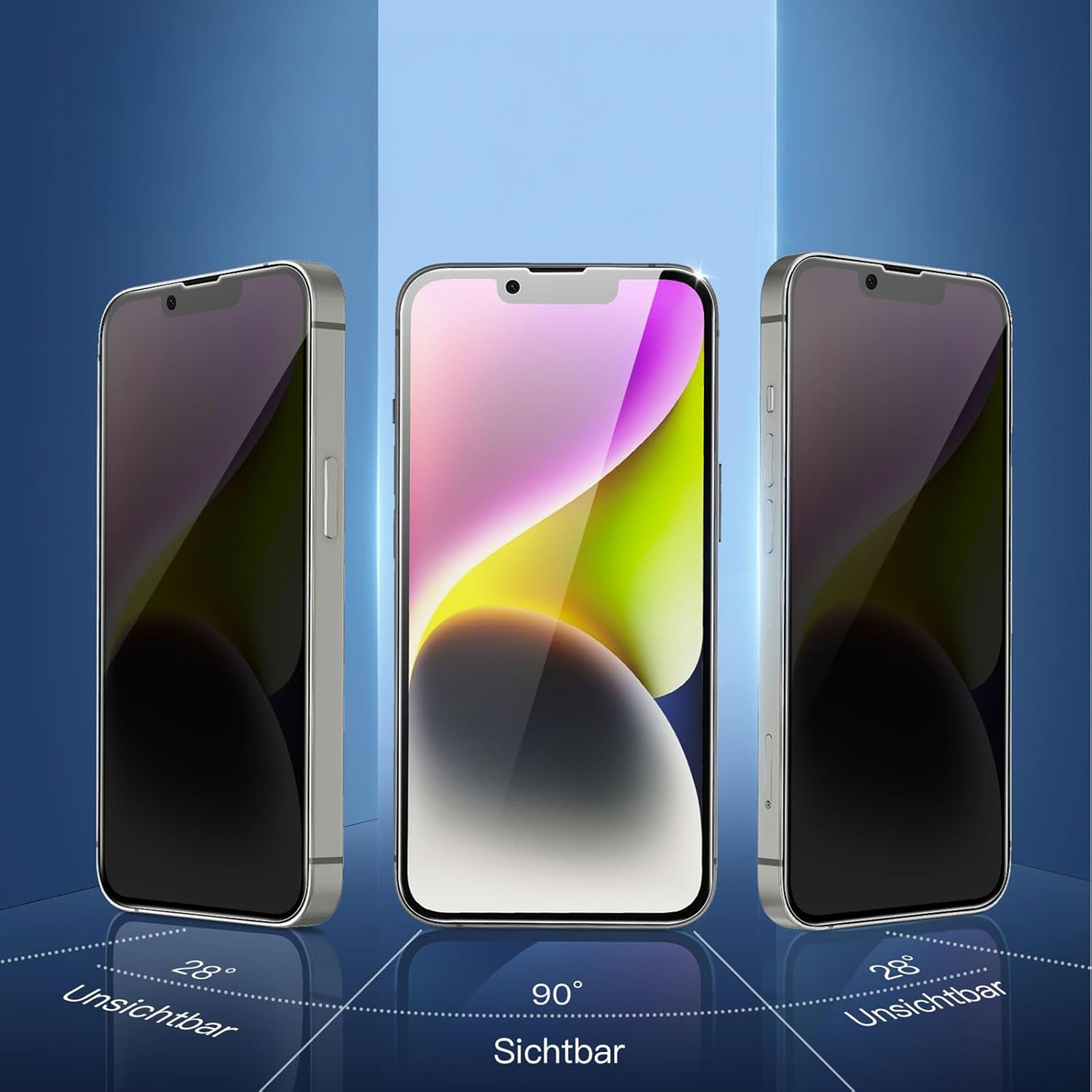 alkaya. | A Shield | Display-Sichtschutzglas | 3D Full Cover | Privacy, iPhone 13/13Pro/14