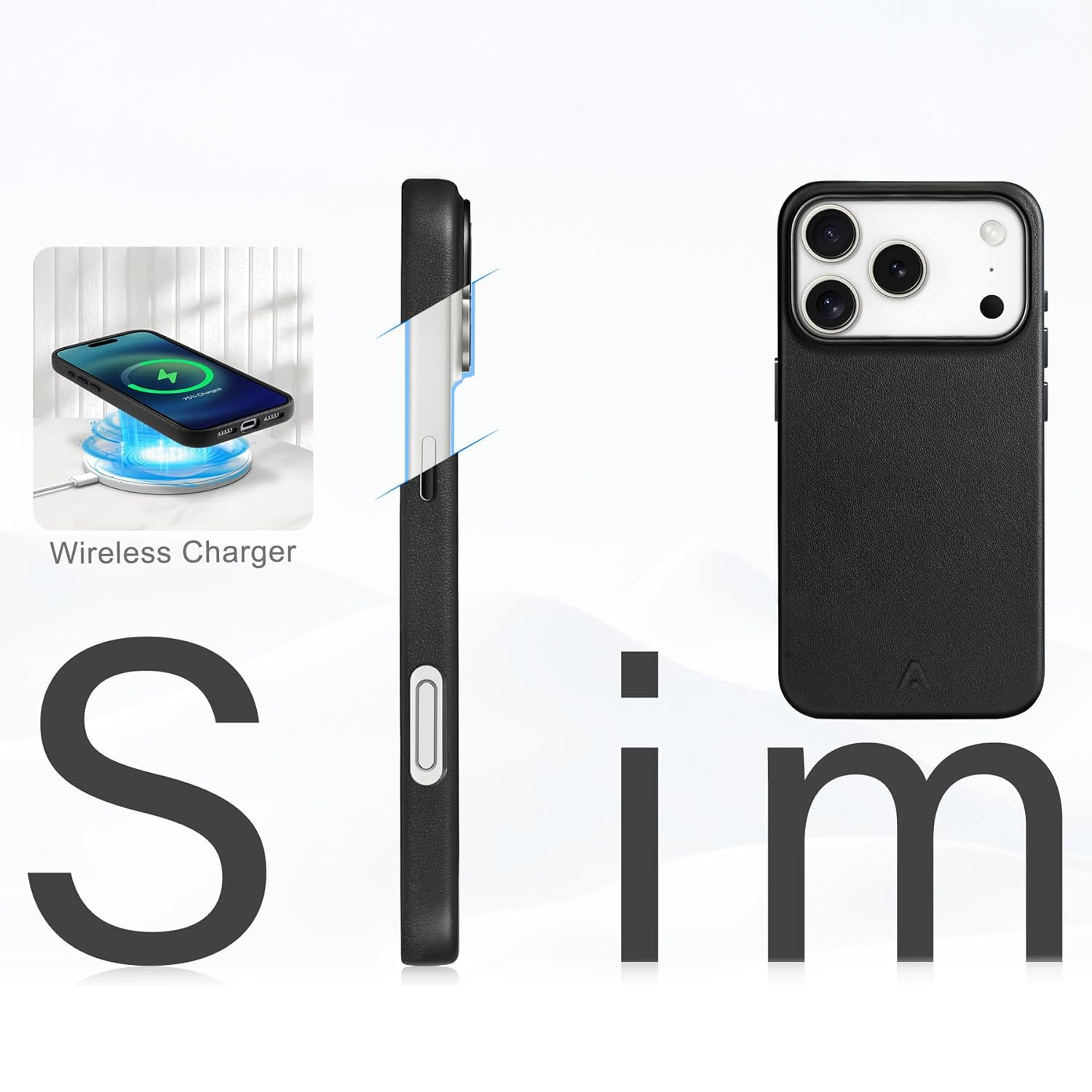 alkaya. | LUCID PU-Leder Case kompatibel mit Magsafe schwarz, iPhone 17 Pro Max