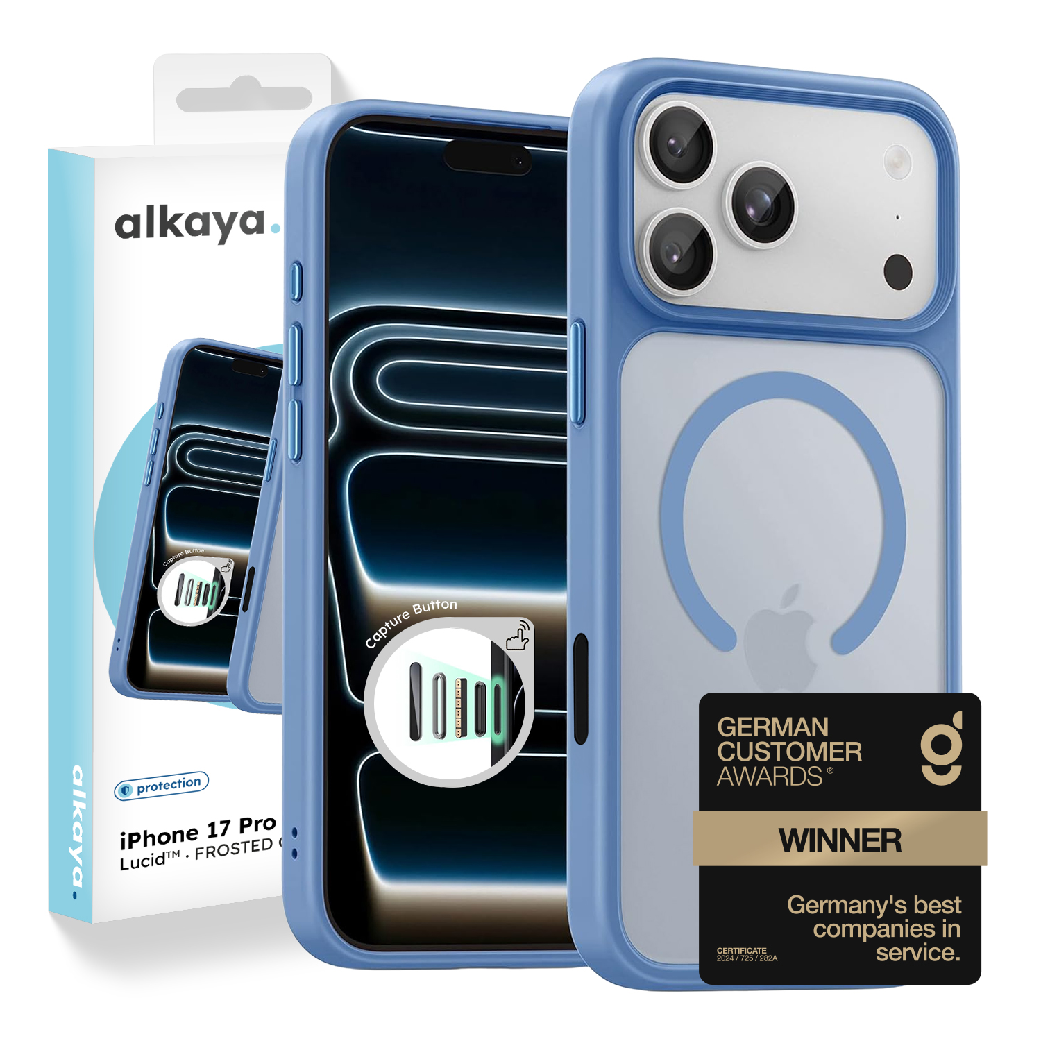 alkaya. | LUCID FROSTED Case kompatibel mit Magsafe blau, iPhone 18 Pro