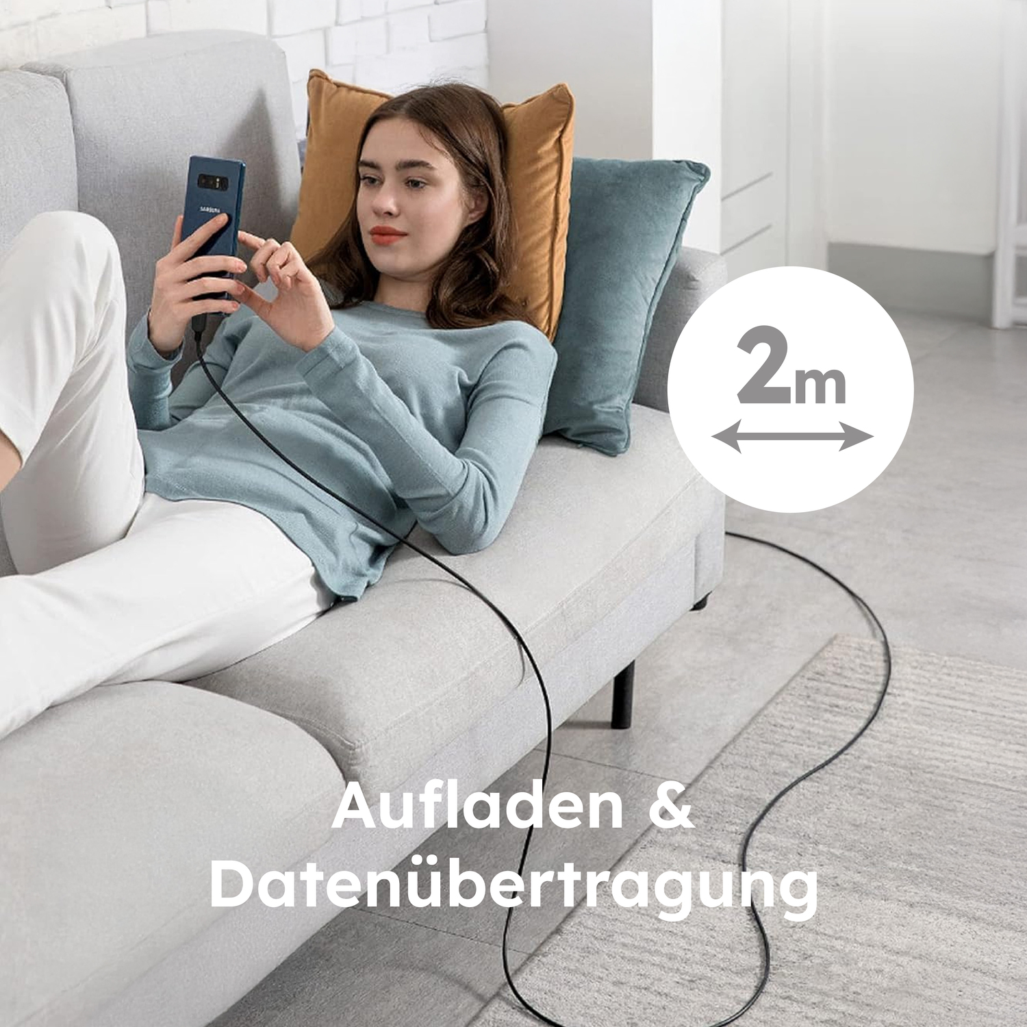 alkaya. | Speed Flex | Ladekabel | Geflochten | USB C+C 2m, Schwarz