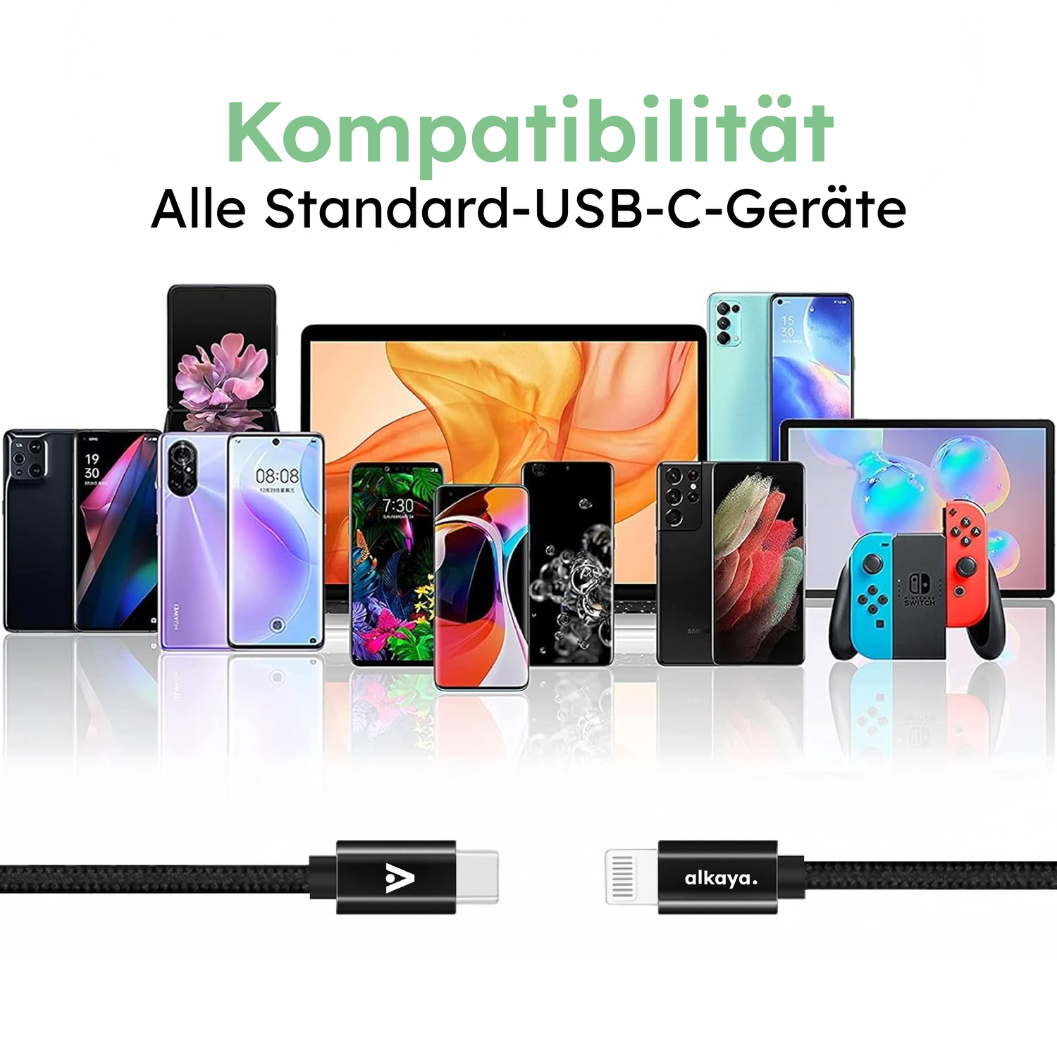 alkaya. | Speed Flex | Ladekabel | Geflochten | USB C+L schwarz, 1Meter