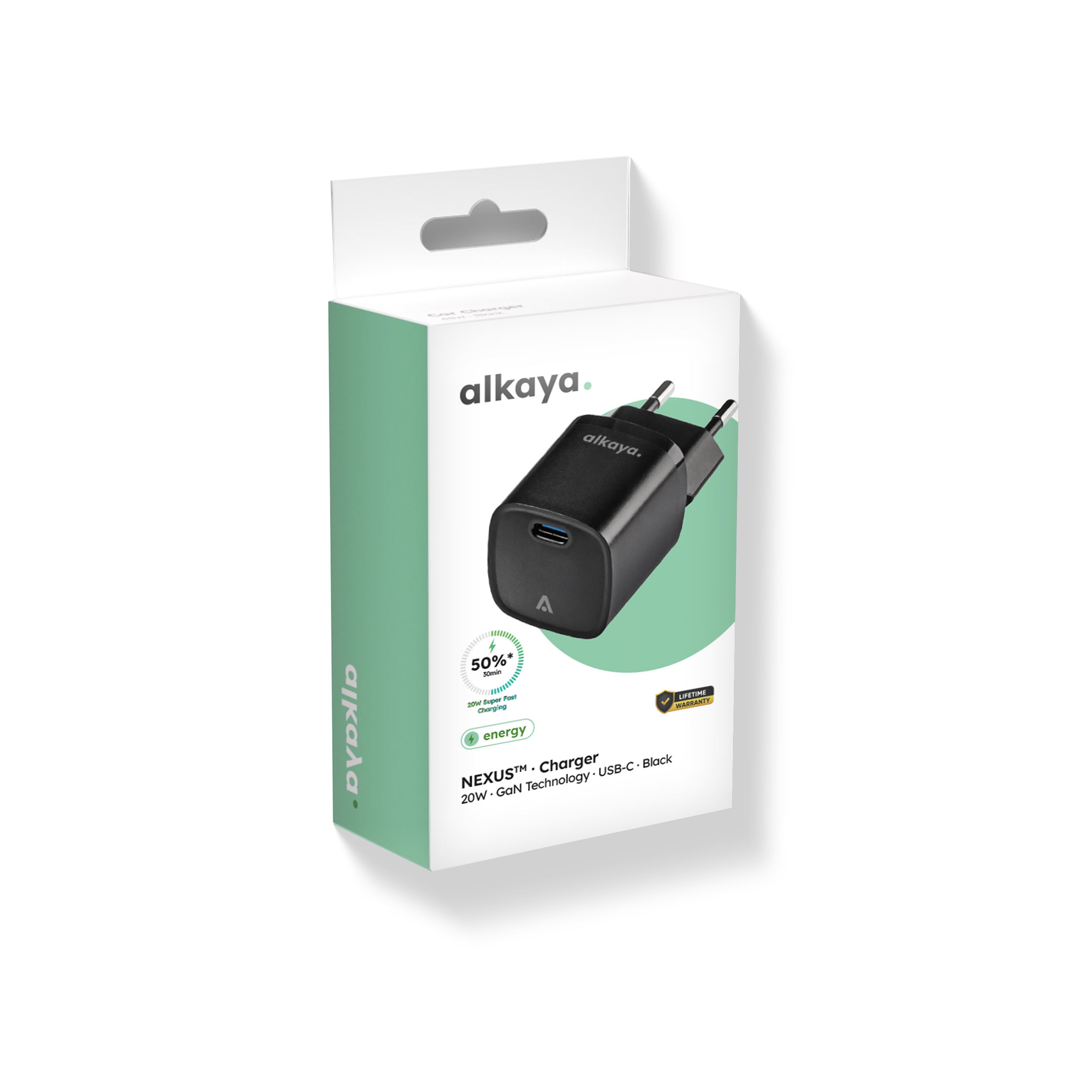 alkaya. | NEXUS | Ladegerät mit GaN Technologie | 20W Schwarz, USB C
