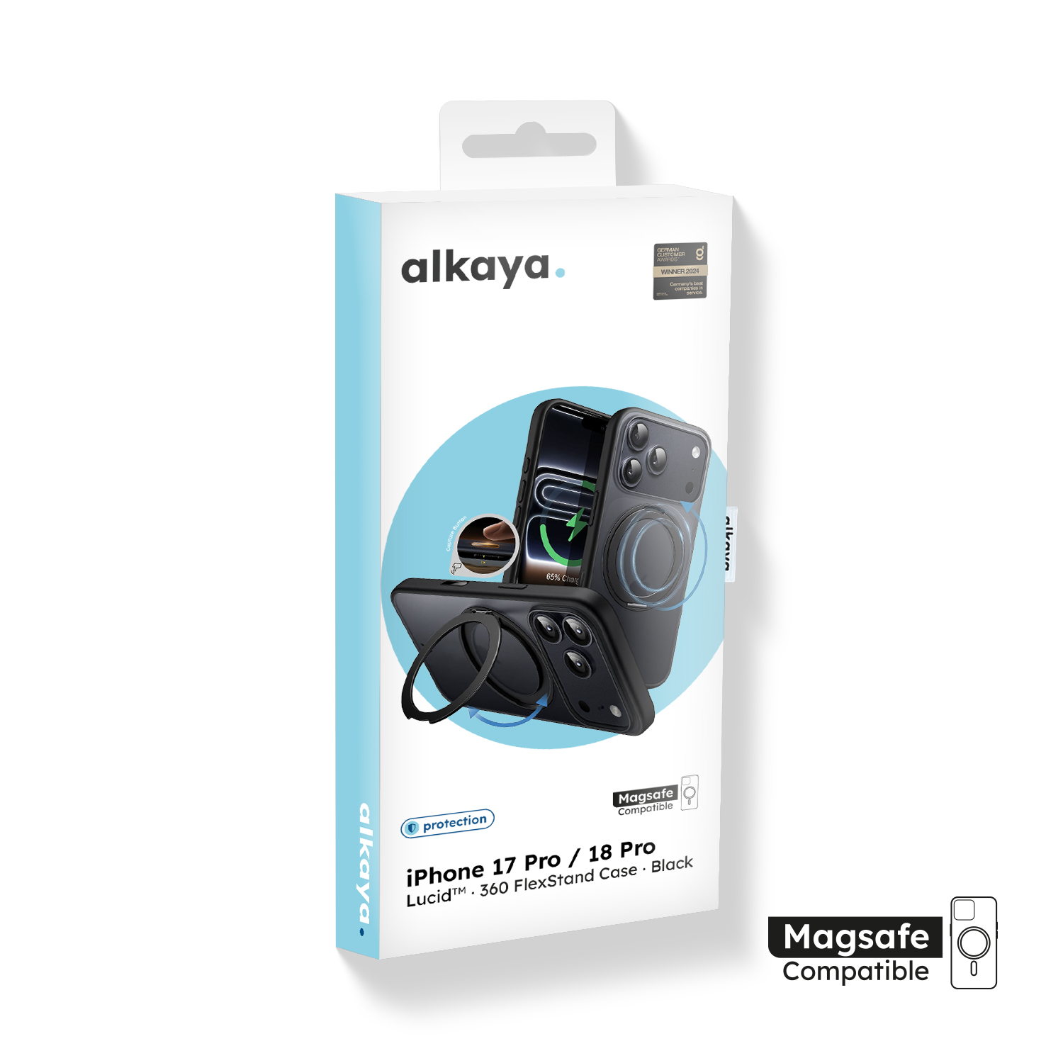alkaya. | LUCID 360 FlexStand Case kompatibel mit Magsafe schwarz, iPhone 18 Pro/17 Pro