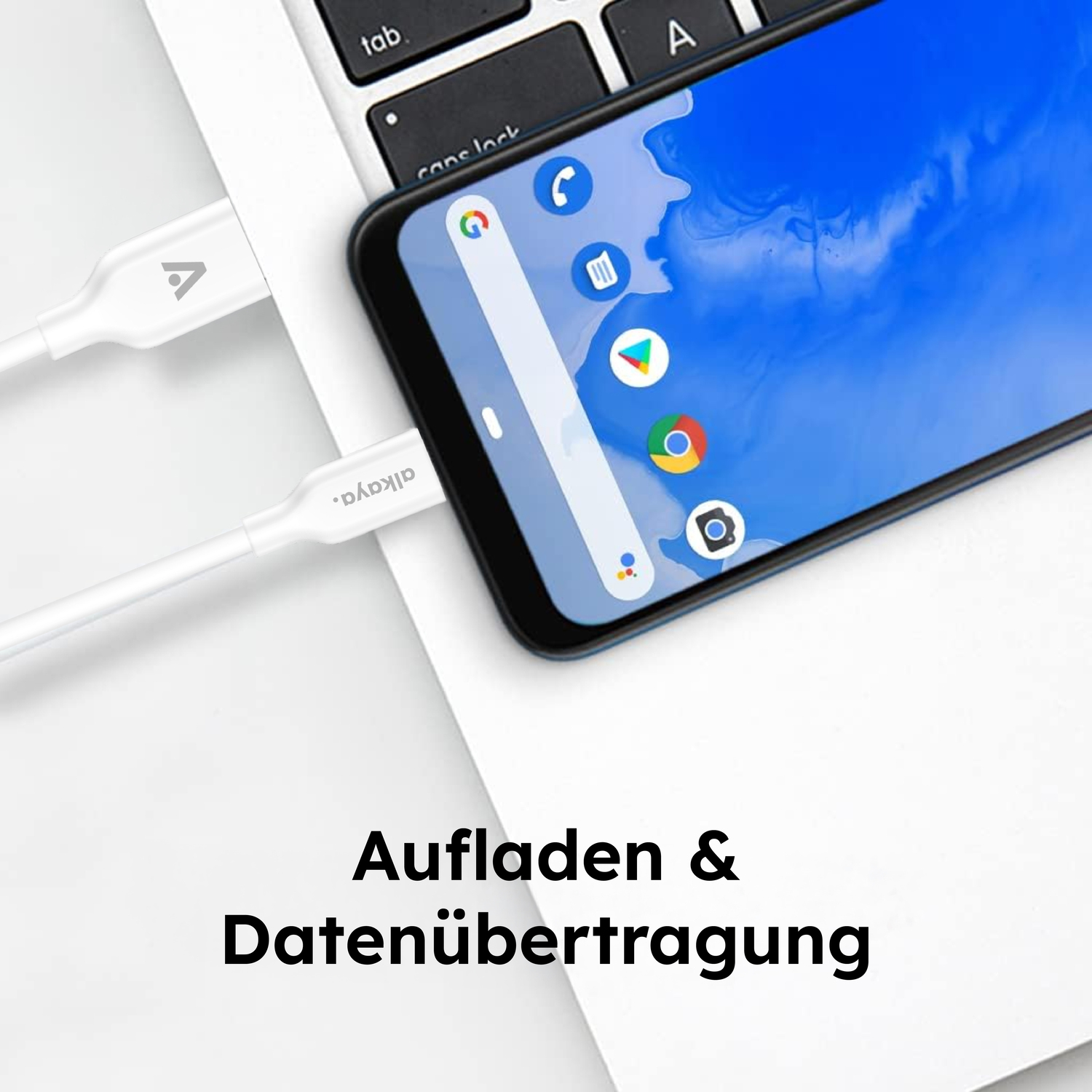 alkaya. | Speed Flex | Ladekabel | Silikon | USB A+C Weiß, 1 Meter