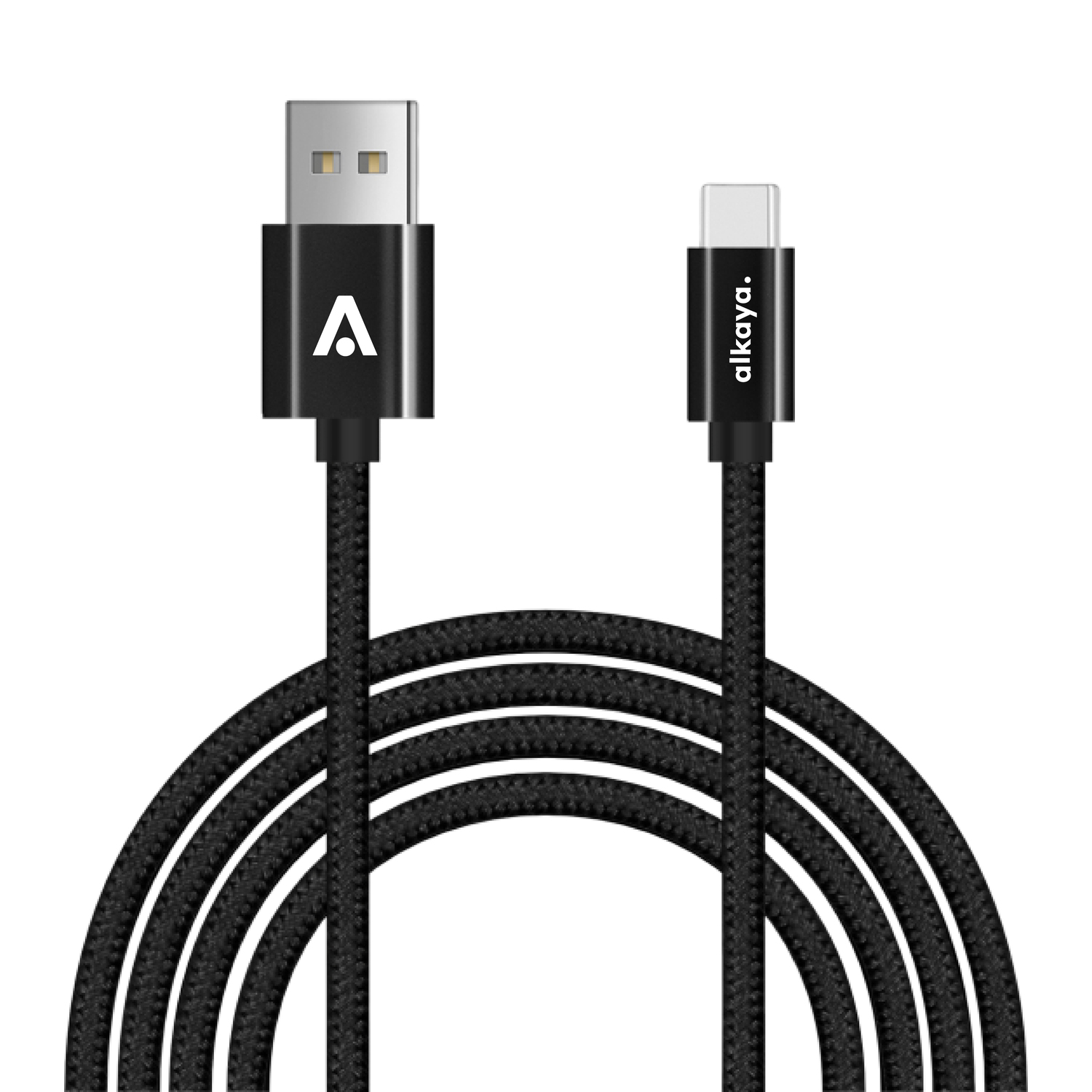 alkaya. | Speed Flex | Ladekabel | Geflochten | USB A+C schwarz, 1Meter