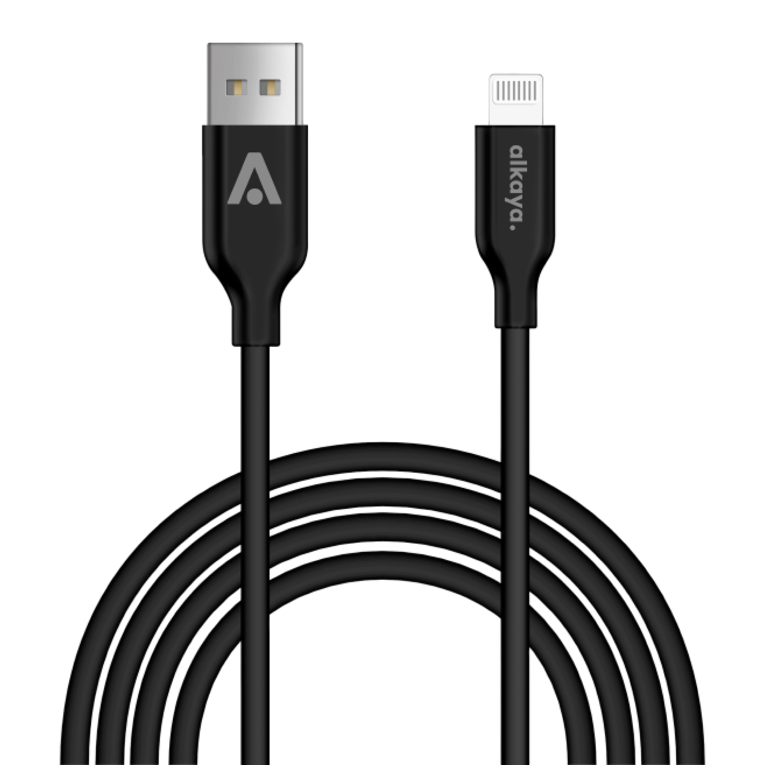 alkaya. | Speed Flex | Ladekabel | Silikon | USB A+L Schwarz, 1 Meter