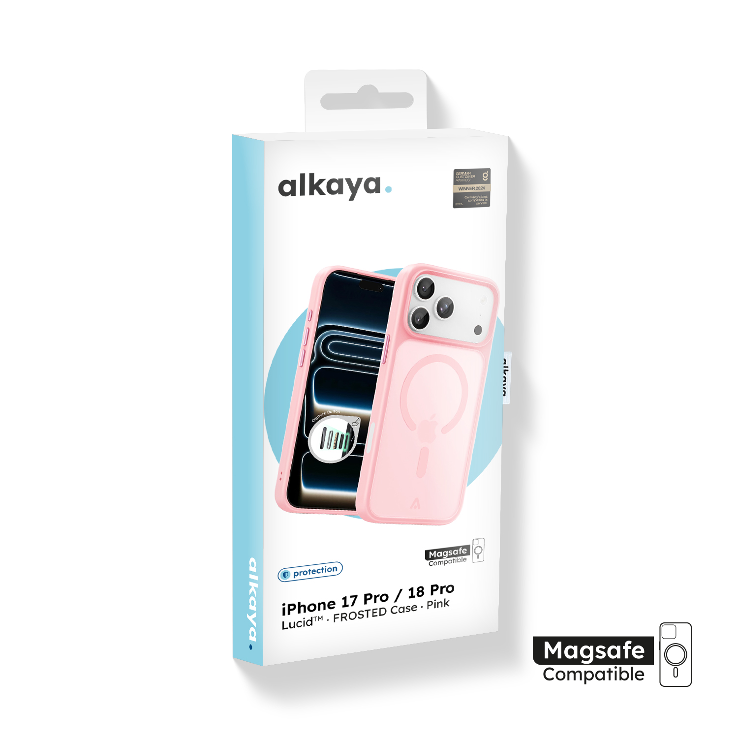 alkaya. | LUCID FROSTED Case kompatibel mit Magsafe pink, iPhone 17 Pro/18 Pro