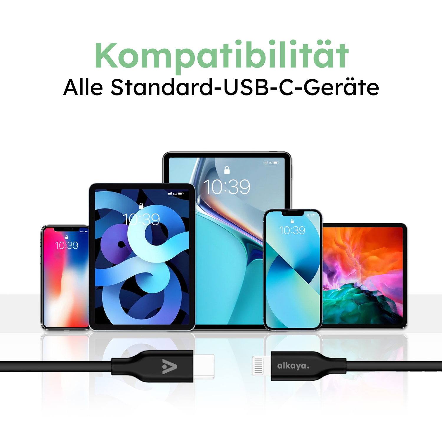 alkaya. | Speed Flex | Ladekabel | Silikon | USB C+L Schwarz, 1 Meter