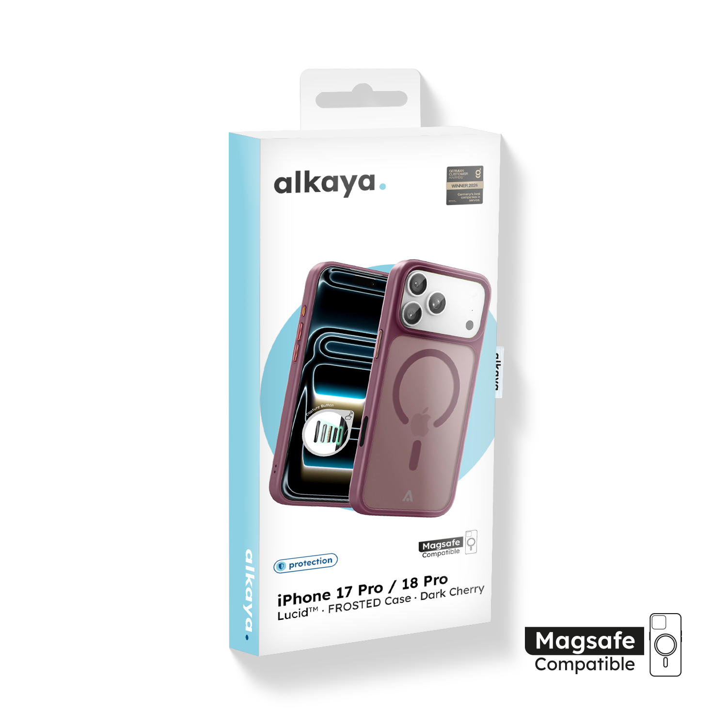 alkaya. | LUCID FROSTED Case kompatibel mit Magsafe dark cherry, iPhone 17Pro/18 Pro