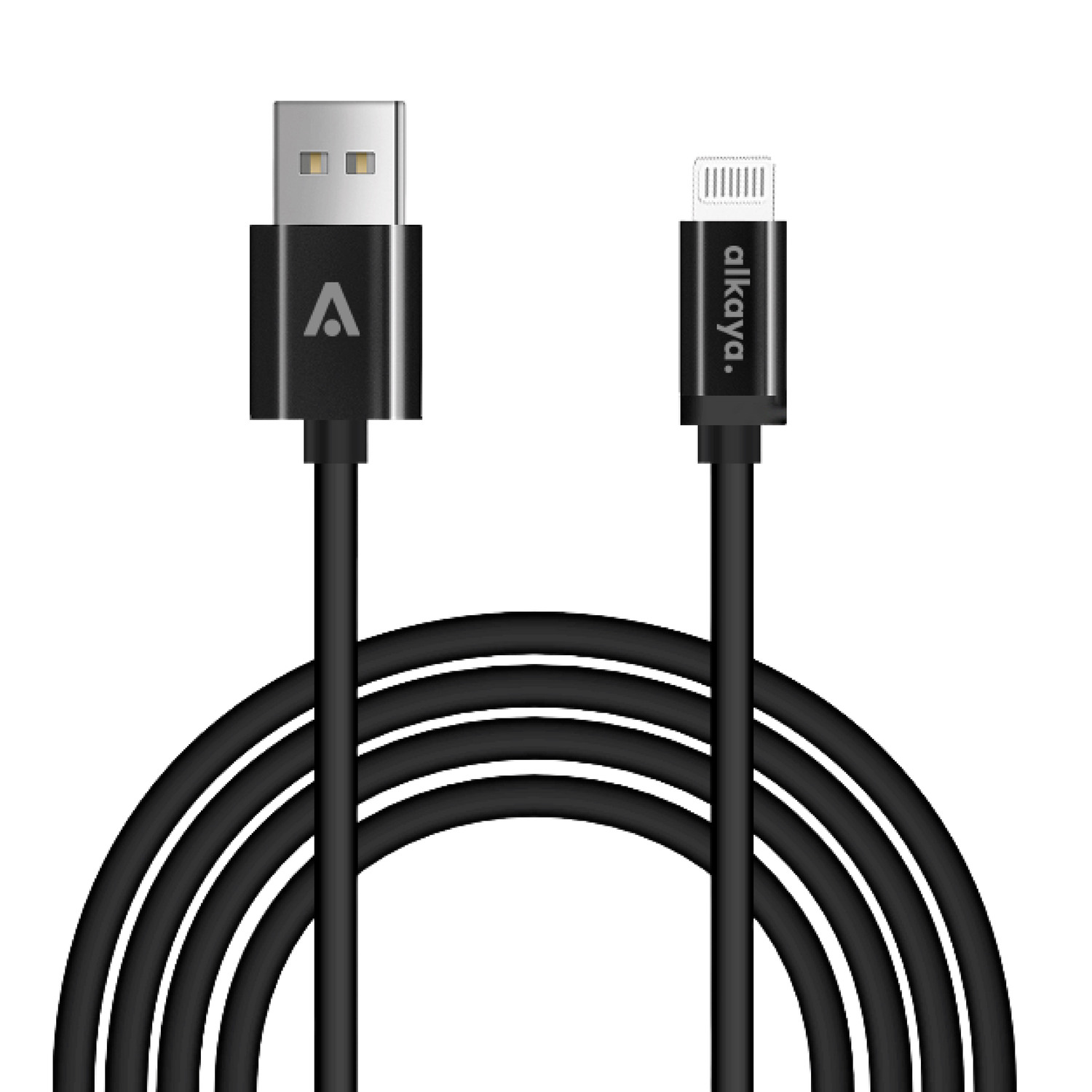 alkaya. | Speed Flex | Ladekabel | Hochglanz | USB A+L Schwarz, 1 Meter