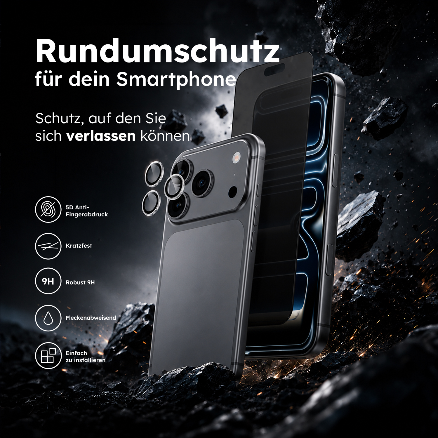 alkaya. | 2 In 1 A Shield | Displayschutzglas + Kamerasschutzglas privacy, iPhone 18 Pro
