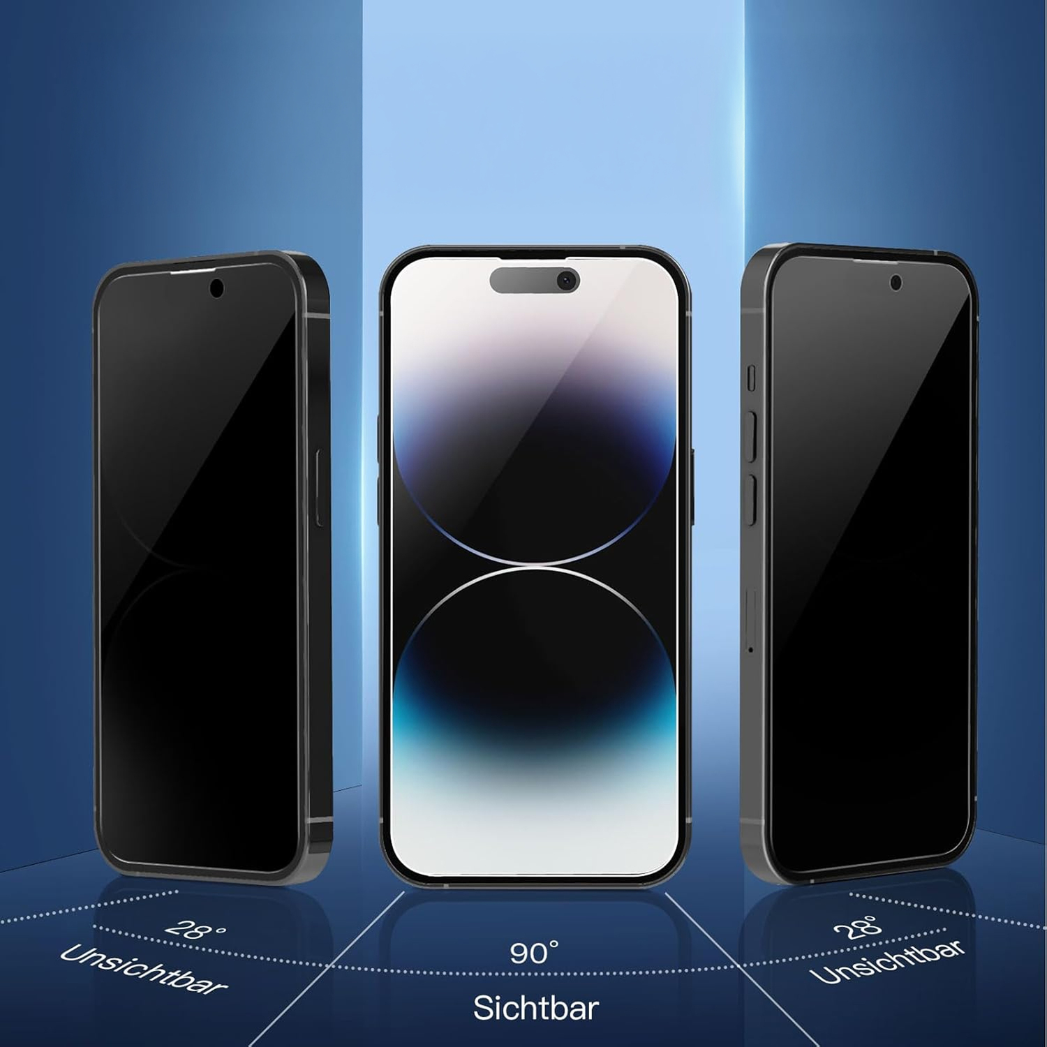 alkaya. | A Shield | Display-Sichtschutzglas | 3D Full Cover | Privacy, iPhone 14 Pro