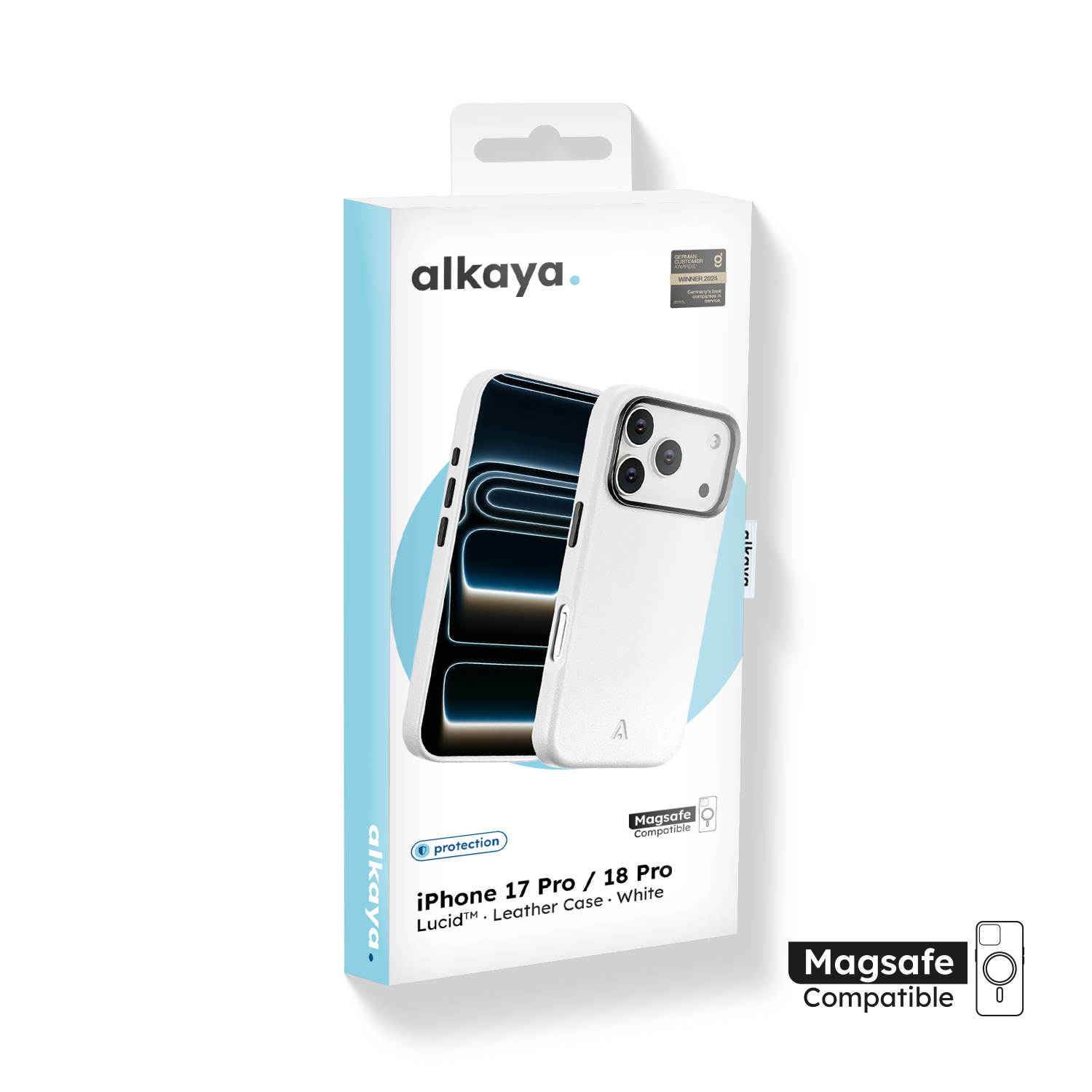 alkaya. | LUCID PU-Leder Case kompatibel mit Magsafe weiß, iPhone 17 Pro/18 Pro
