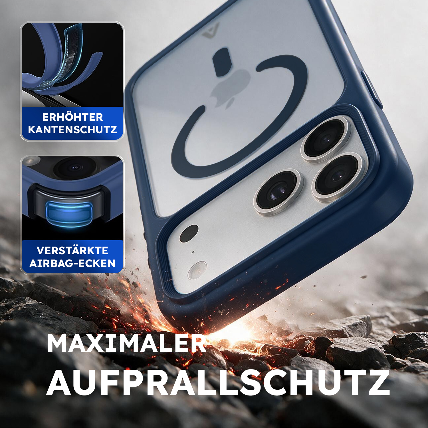 alkaya. | LUCID FROSTED Case kompatibel mit Magsafe blau, iPhone 17 Pro Max/18 Pro Max