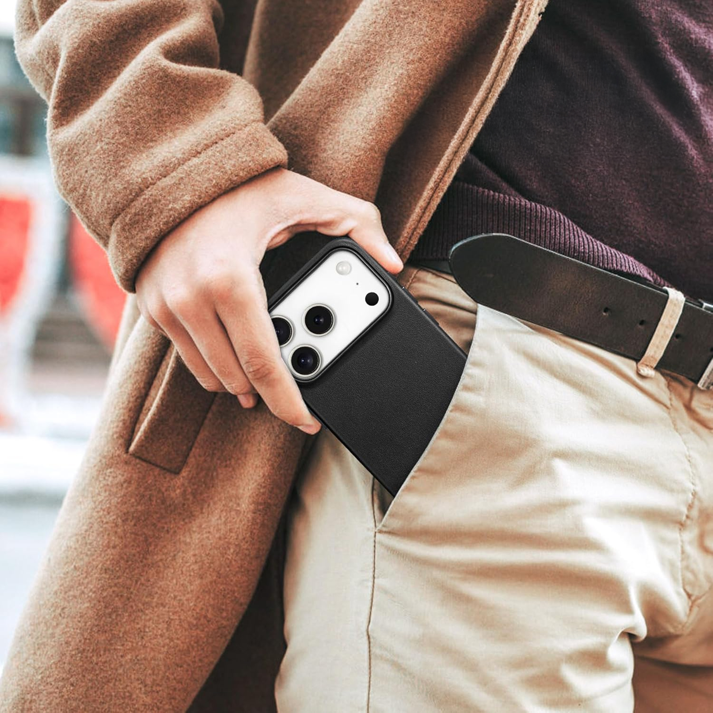 alkaya. | LUCID PU-Leder Case kompatibel mit Magsafe schwarz, iPhone 17 Pro