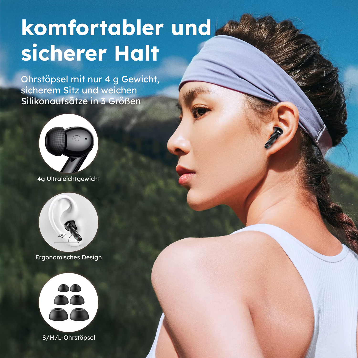 alkaya. | A Buds Quantum Sound | Bluetooth Kopfhörer | Display mit Ladestatus Schwarz