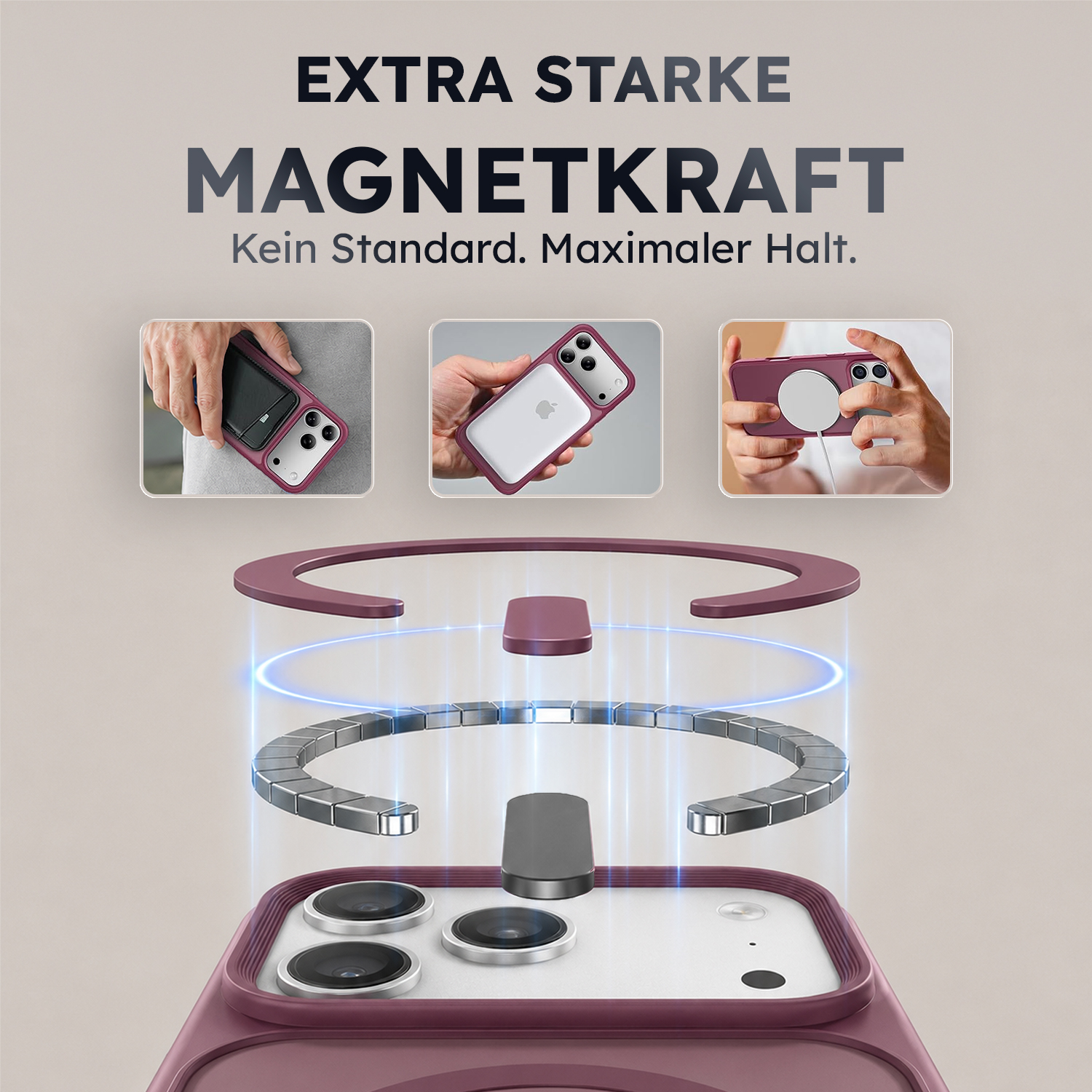 alkaya. | LUCID FROSTED Case kompatibel mit Magsafe dark cherry, iPhone 17 Pro Max/18 Pro Max