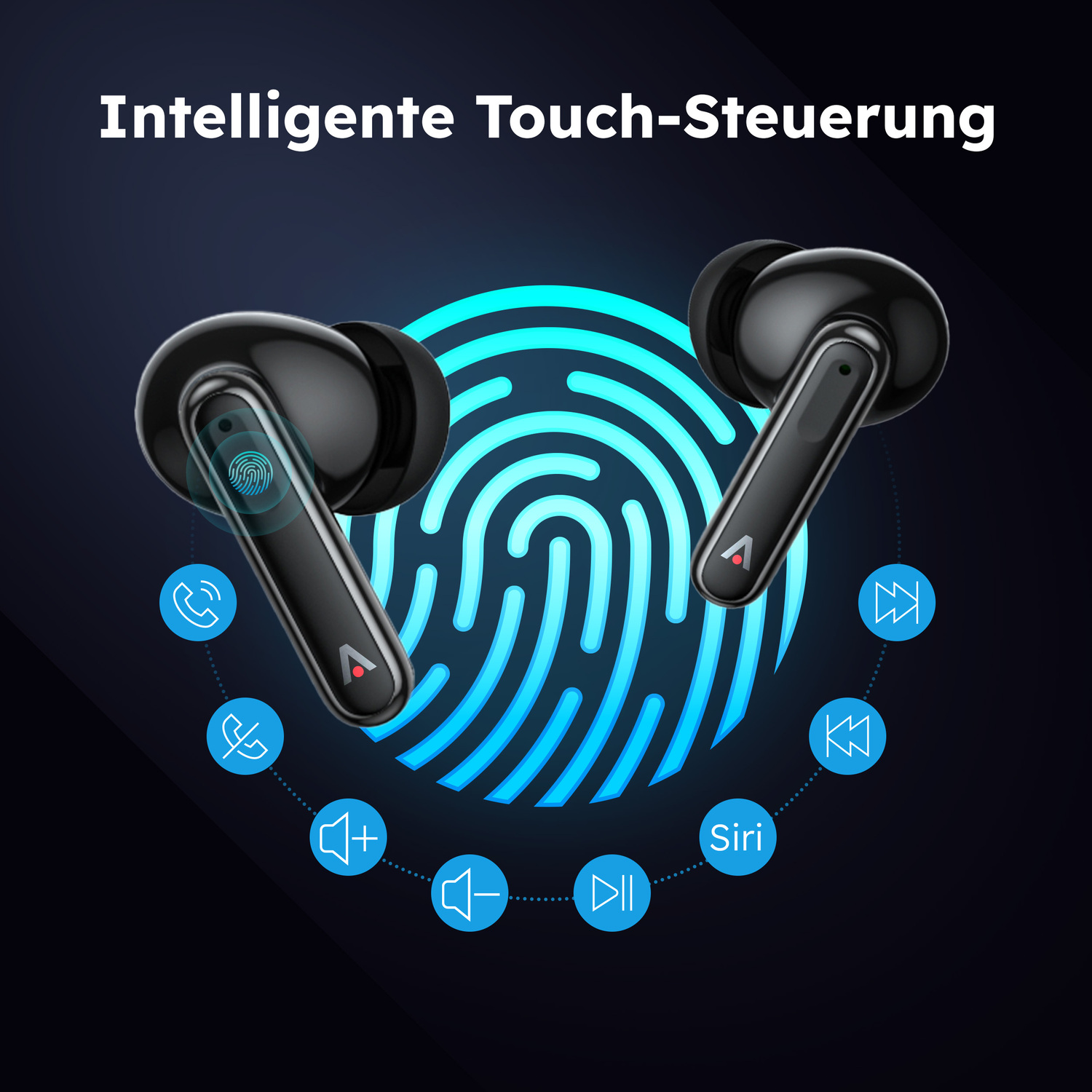 alkaya. | A Buds Quantum Sound | Bluetooth Kopfhörer | Display mit Ladestatus Schwarz