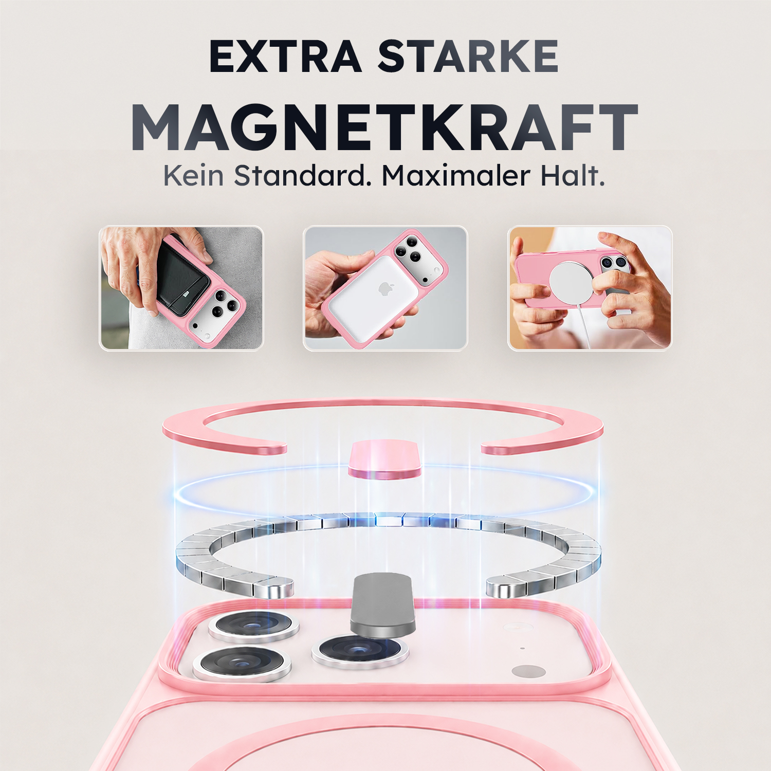 alkaya. | LUCID FROSTED Case kompatibel mit Magsafe pink, iPhone 17 Pro/18 Pro
