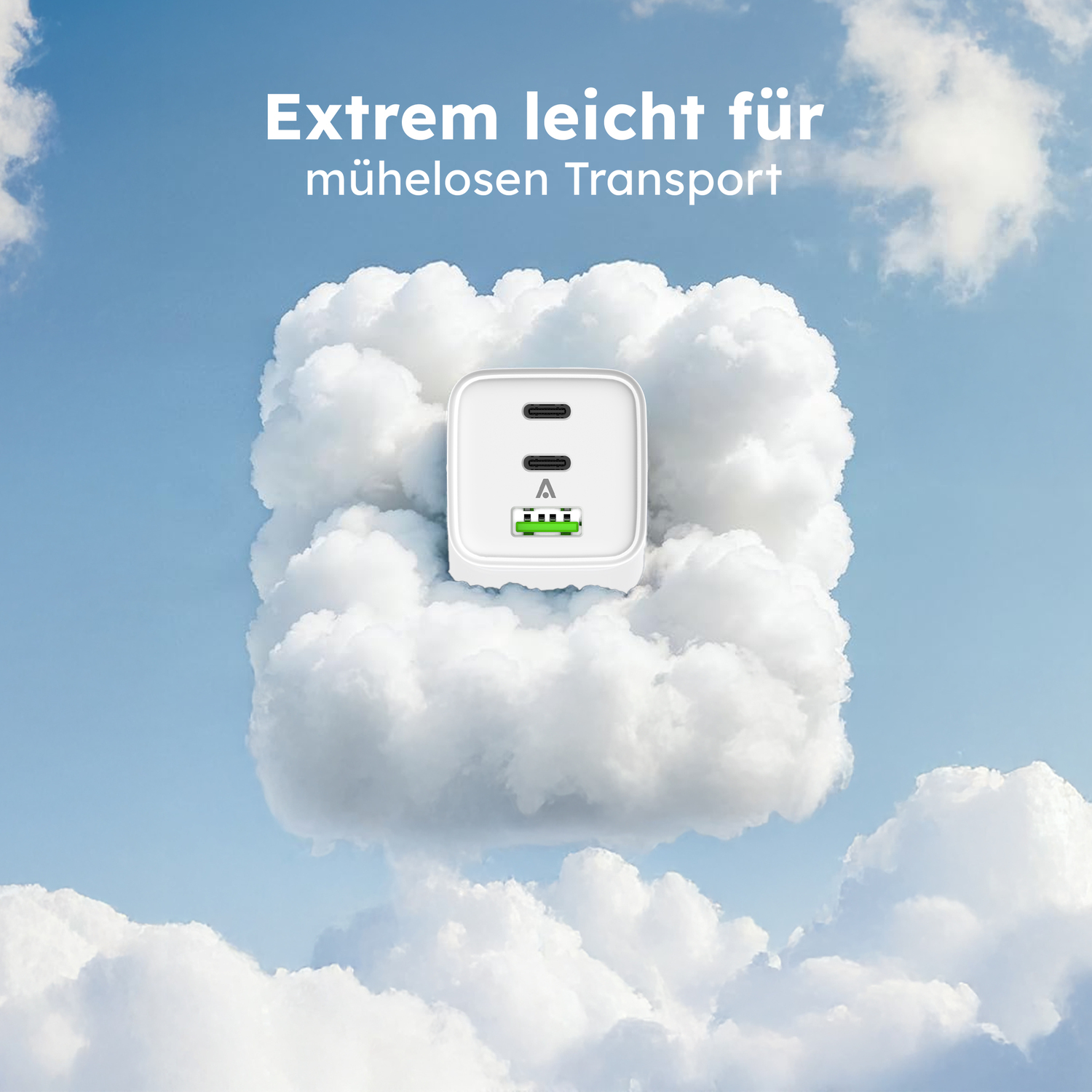 alkaya. | NEXUS | Ladegerät mit GaN Technologie | 65W Weiß, USB C+C+A