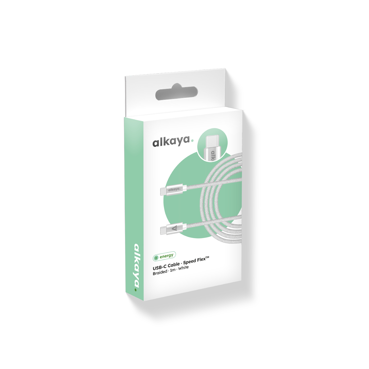 alkaya. | Speed Flex | Ladekabel | Geflochten | USB C+C Weiß, 1 Meter