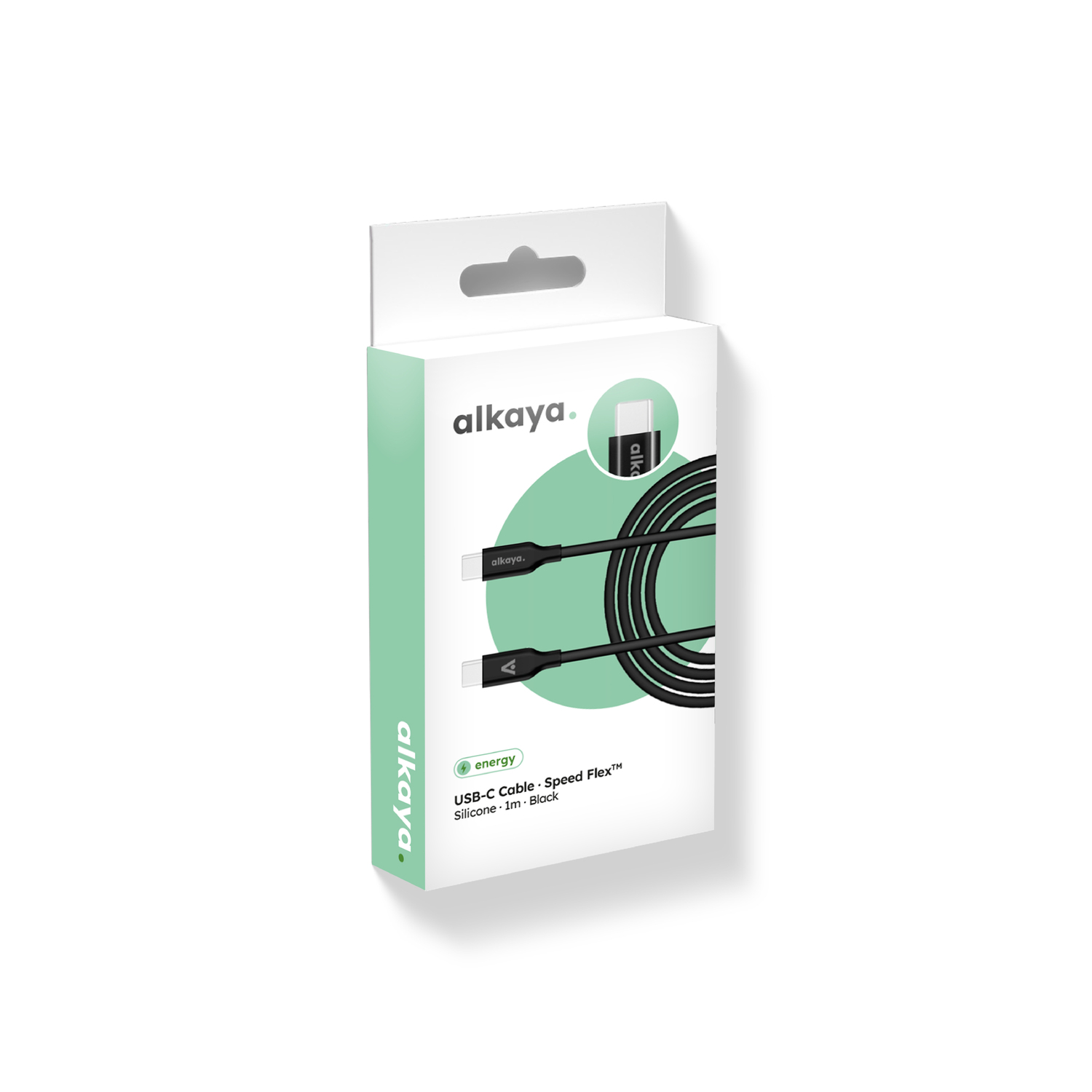 alkaya. | Speed Flex | Ladekabel | Silikon | USB C+C Schwarz, 1 Meter