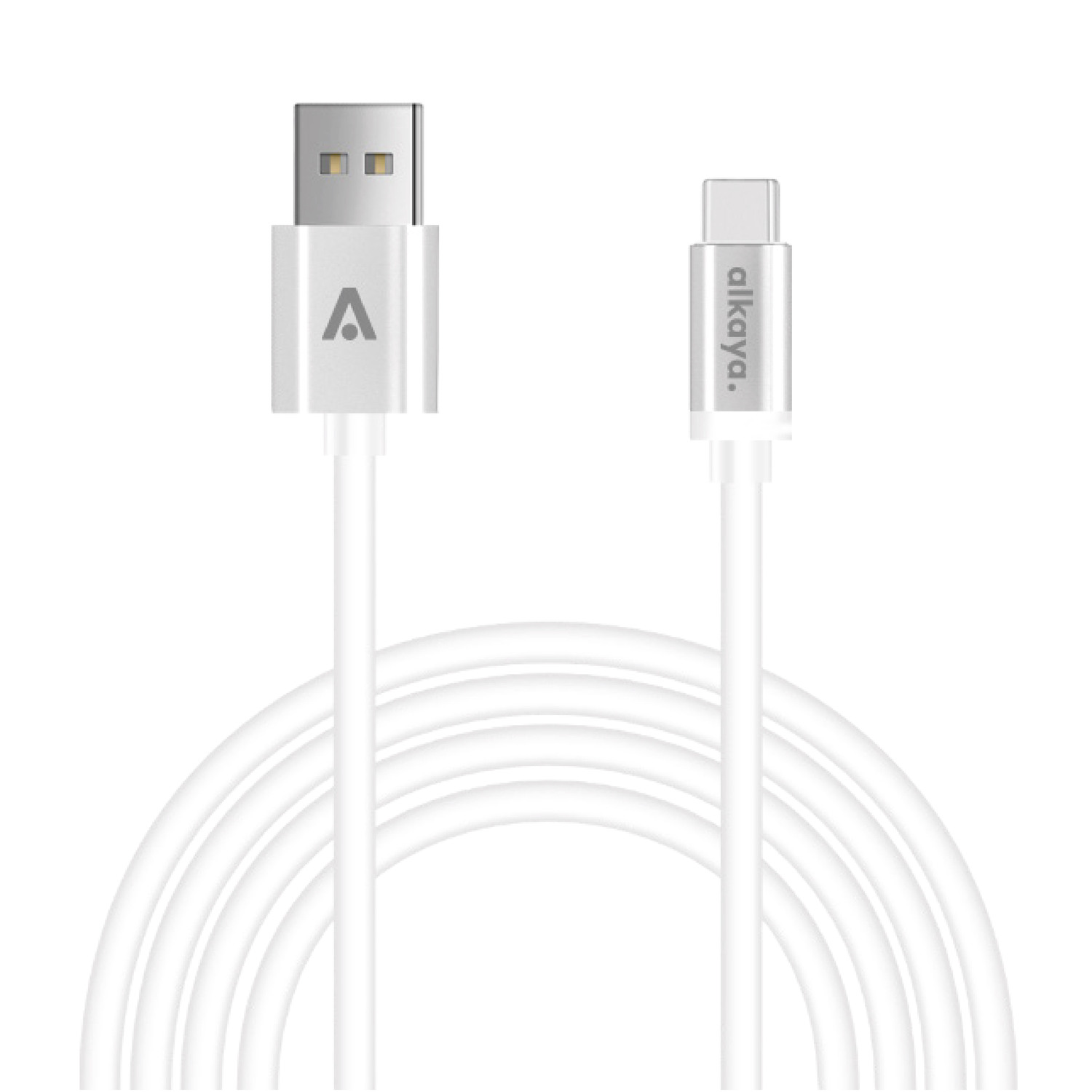 alkaya. | Speed Flex | 2 in 1 Ladekabel | Hochglanz | USB A+C Weiß, 1 Meter