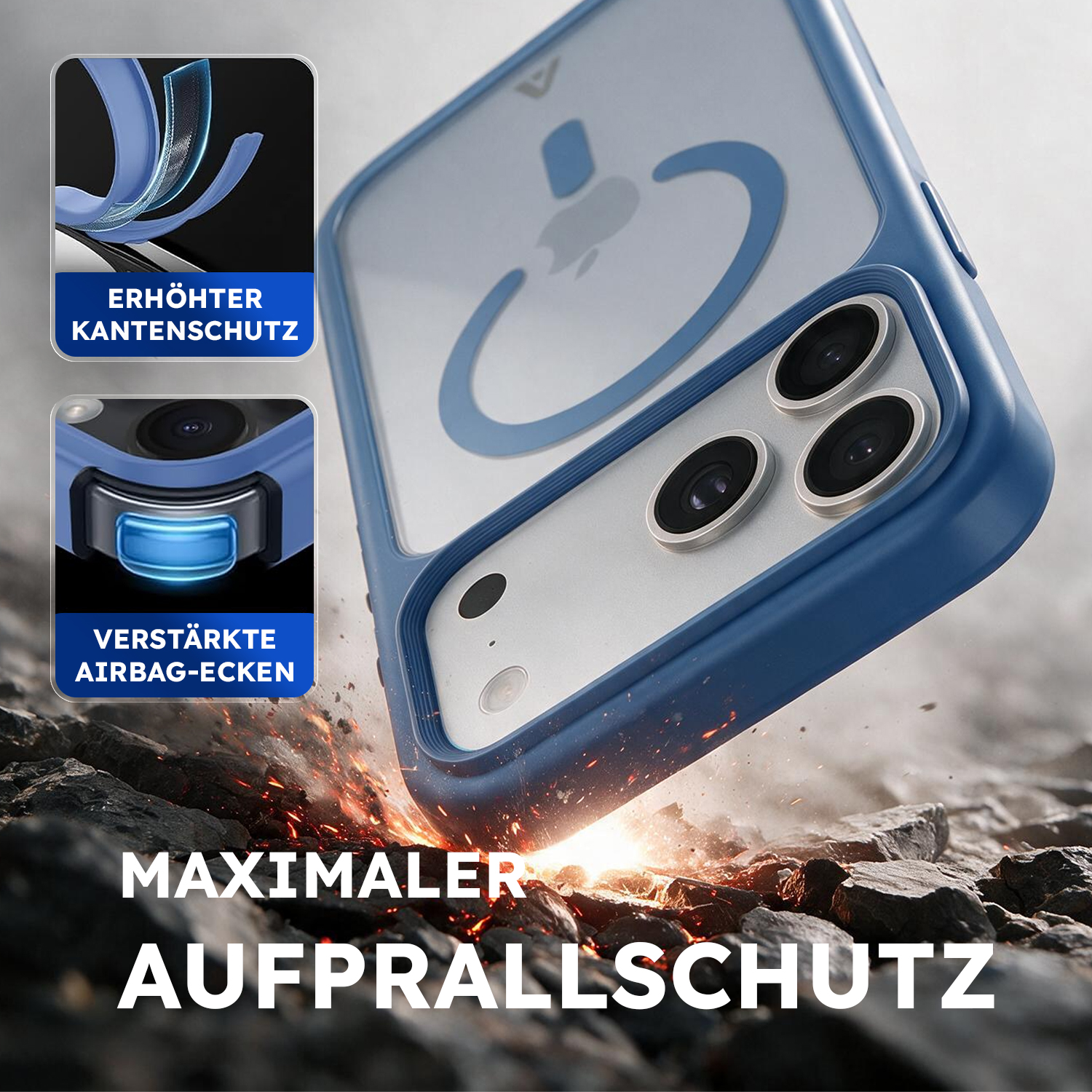 alkaya. | LUCID FROSTED Case kompatibel mit Magsafe blau, iPhone 18 Pro Max