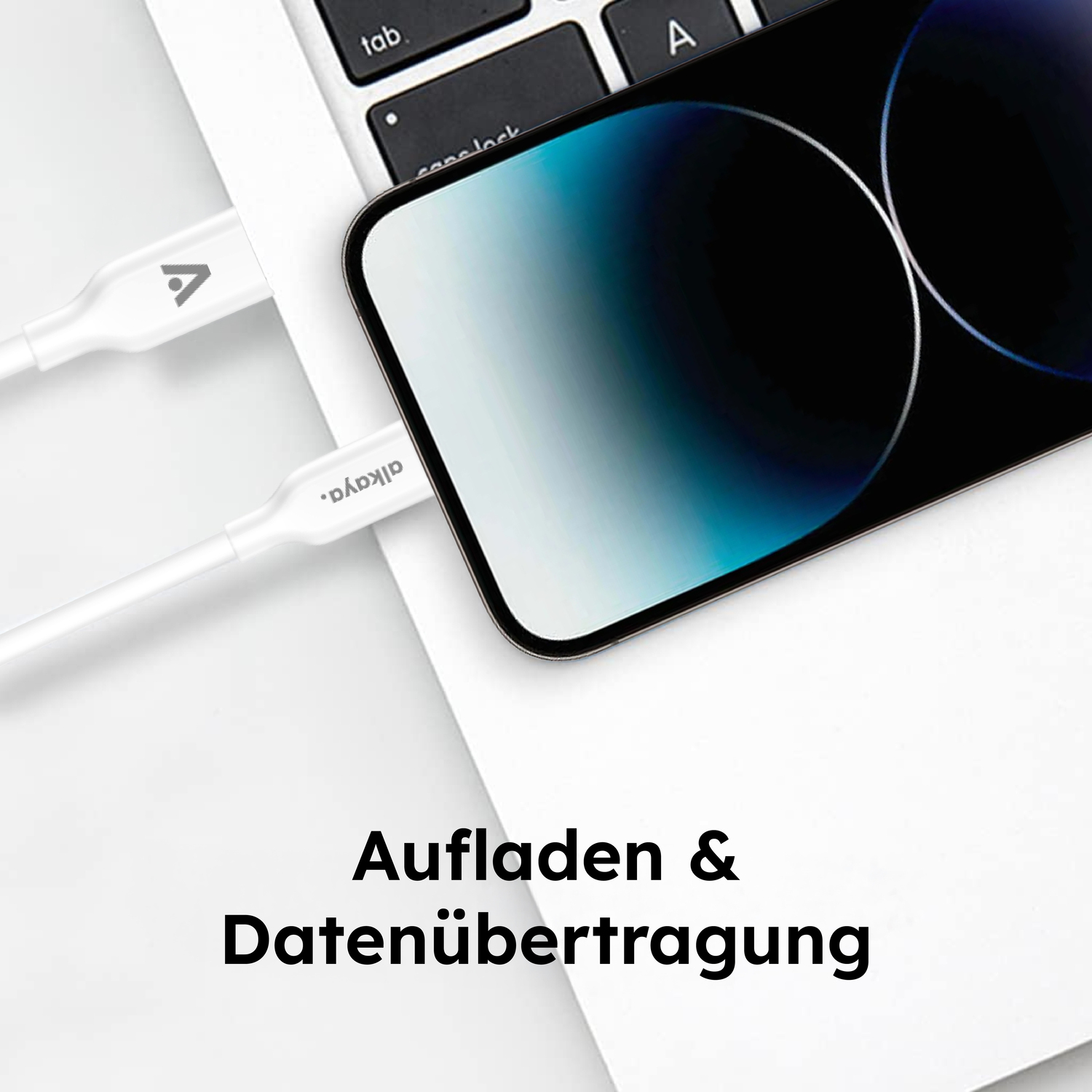 alkaya. | Speed Flex | Ladekabel | Silikon | USB C+L Weiß, 1 Meter