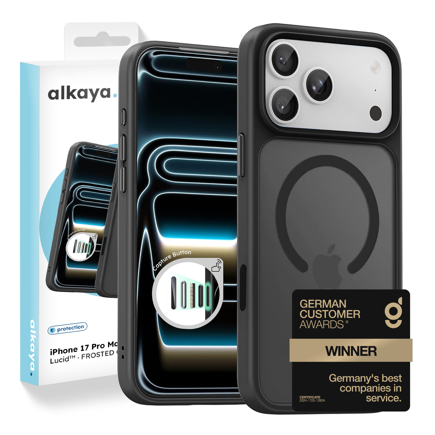 alkaya. | LUCID Frosted Case kompatibel mit Magsafe schwarz, iPhone 18 Pro Max