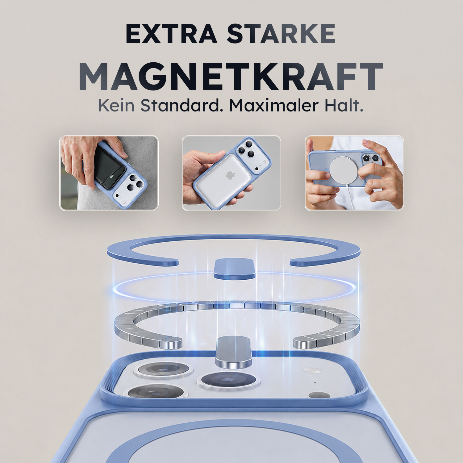 alkaya. | LUCID FROSTED Case kompatibel mit Magsafe blau, iPhone 18 Pro Max