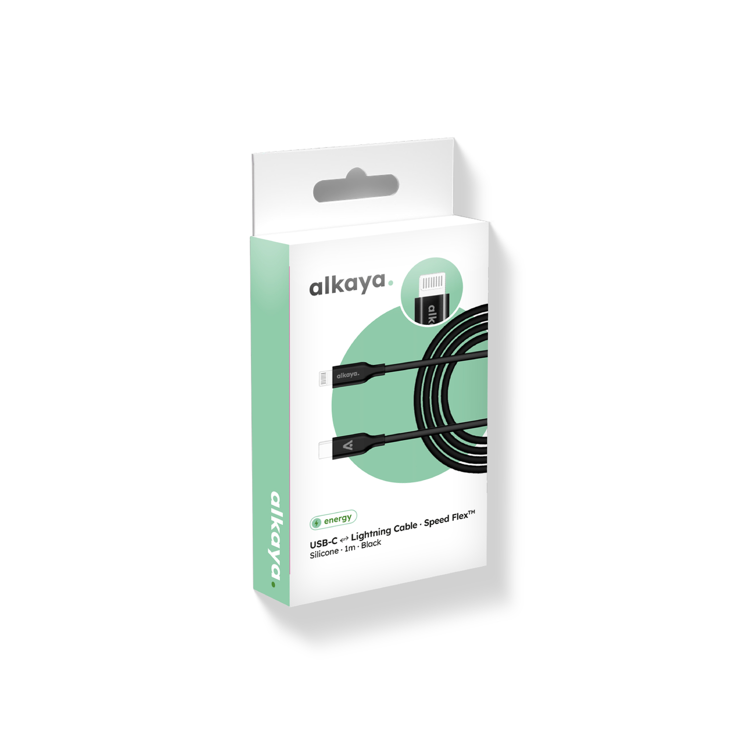 alkaya. | Speed Flex | Ladekabel | Silikon | USB C+L Schwarz, 1 Meter