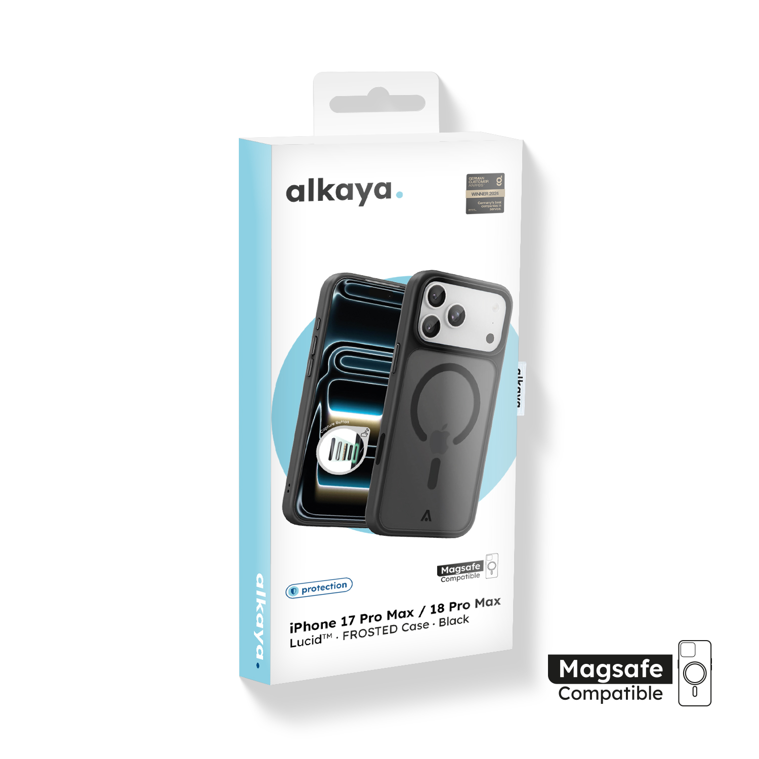 alkaya. | LUCID Frosted Case kompatibel mit Magsafe schwarz, iPhone 18 Pro Max