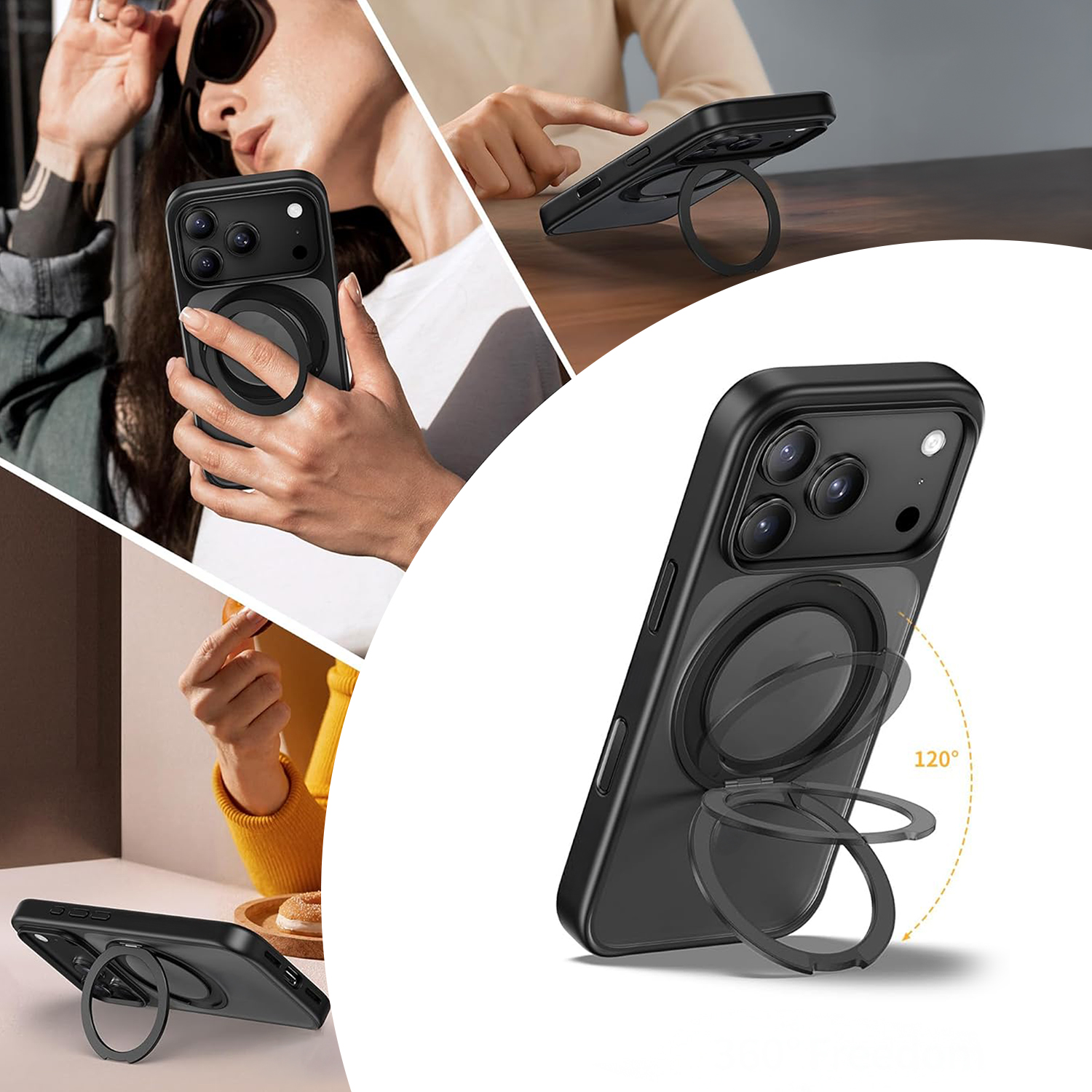 alkaya. | LUCID 360 FlexStand Case kompatibel mit Magsafe schwarz, iPhone 18 Pro/17 Pro