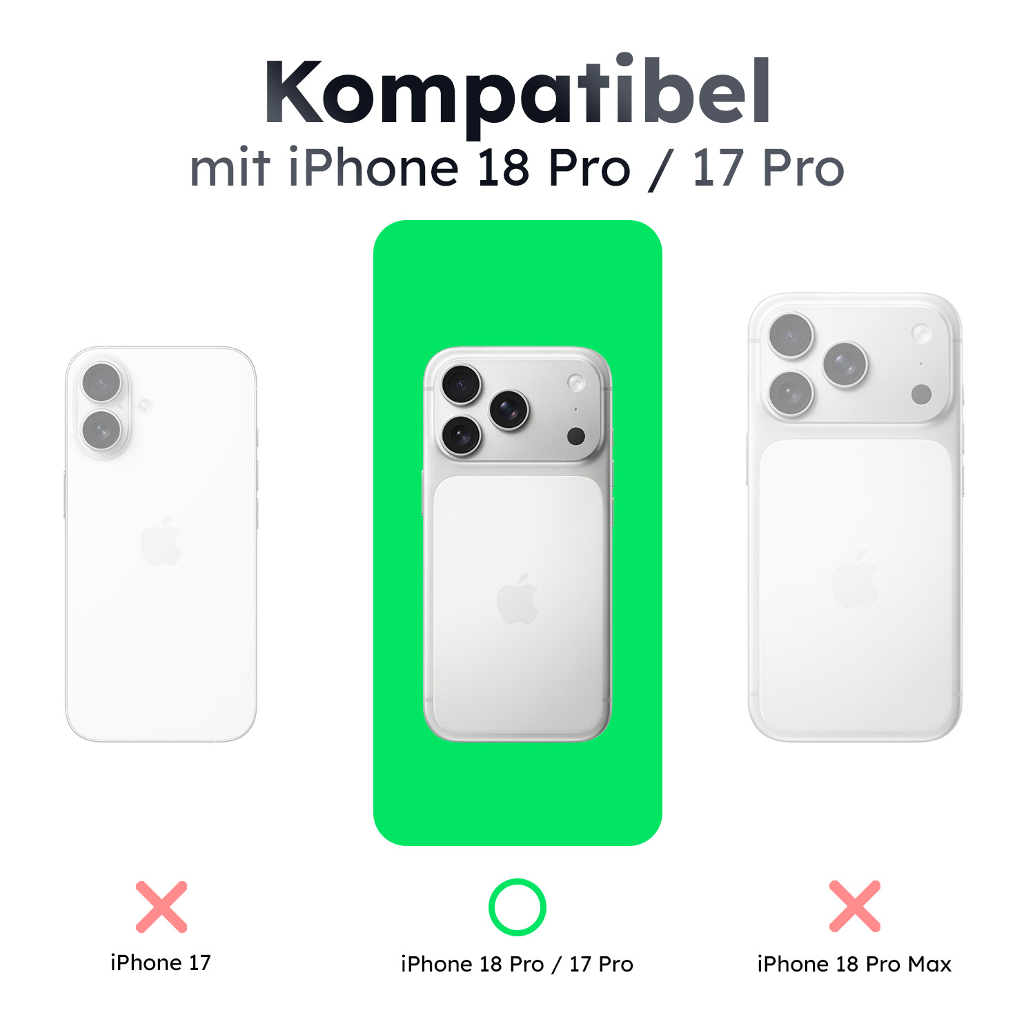 alkaya. | 3 In 1 A Shield | Clear Case + Displayschutzglas + Installation Kit + Kamerasschutzglas, iPhone 18 Pro/17 Pro