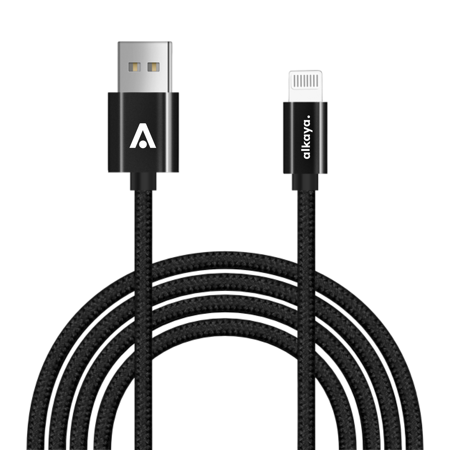 alkaya. | Speed Flex | Ladekabel | Geflochten | USB A+L schwarz, 1Meter