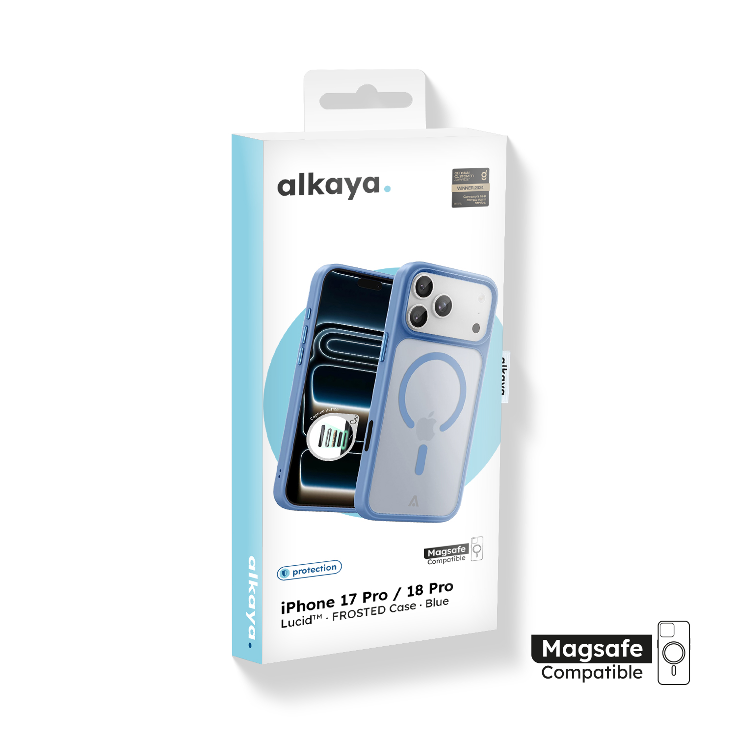 alkaya. | LUCID FROSTED Case kompatibel mit Magsafe blau, iPhone 18 Pro