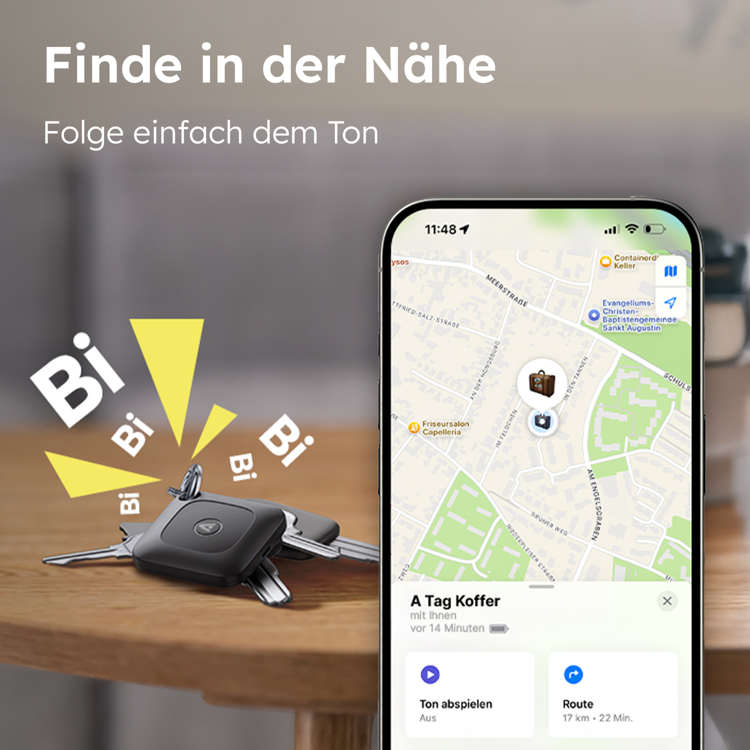 alkaya. | A Tag | GPS Tracker | Bluetooth Tracker | Kompatibel für Apple \Find my\ Weiß
