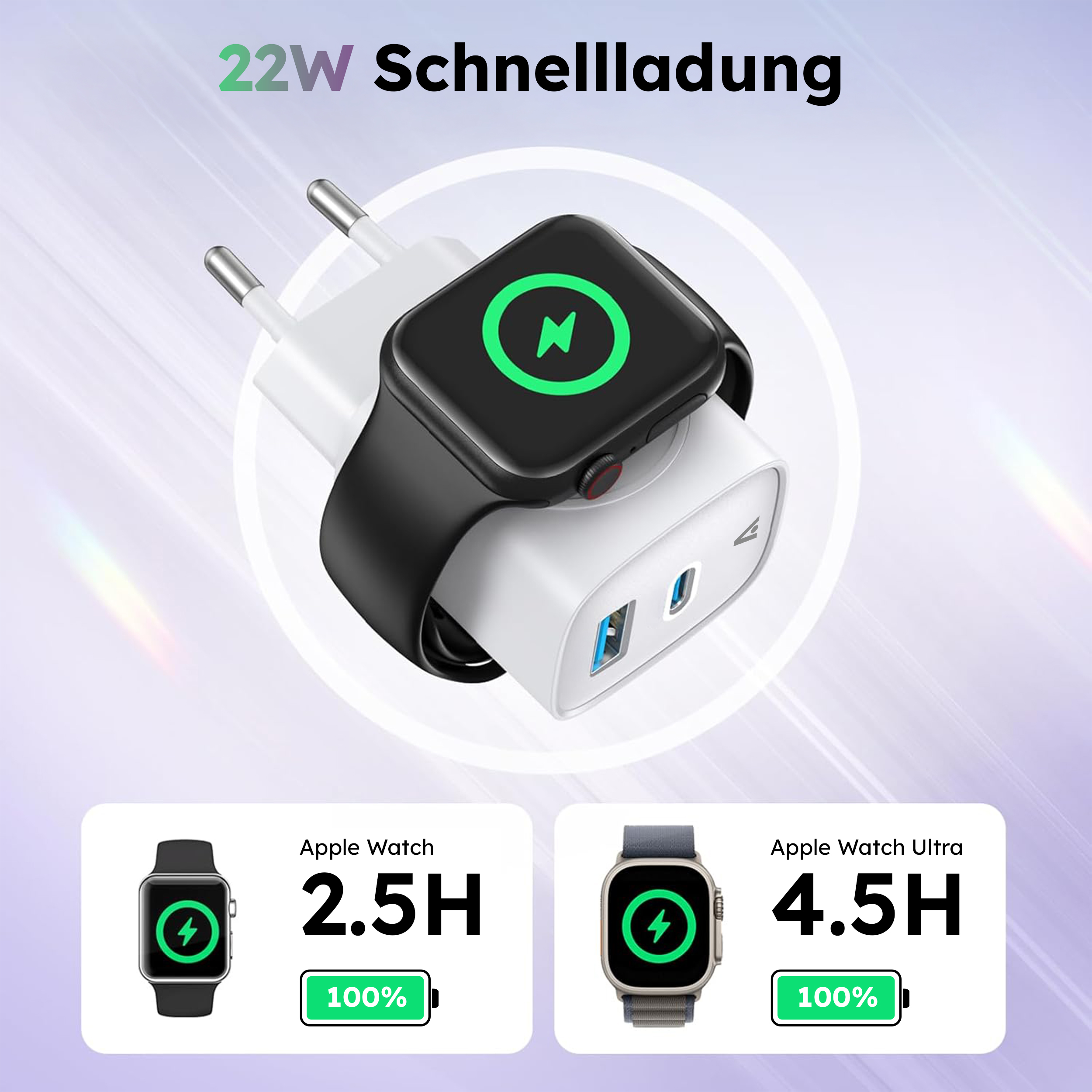 alkaya. | Nexus 3in1 Charger | 22W. GaNTechnology Dual Port White