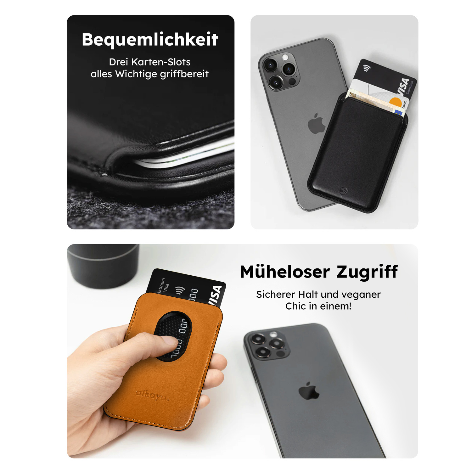 alkaya. | Cardy | Card Holder für bis zu 3 Karten unterstützt MagSafe-Technologie, Blau