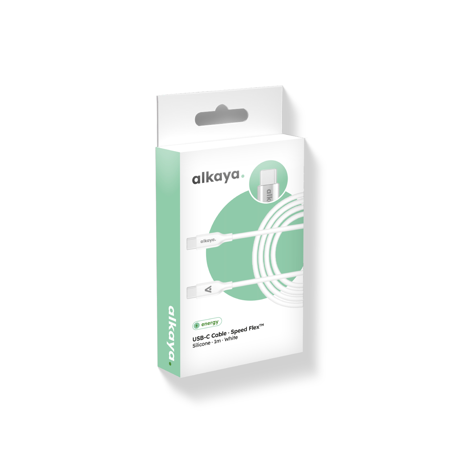 alkaya. | Speed Flex | Ladekabel | Silikon | USB C+C Weiß, 1 Meter